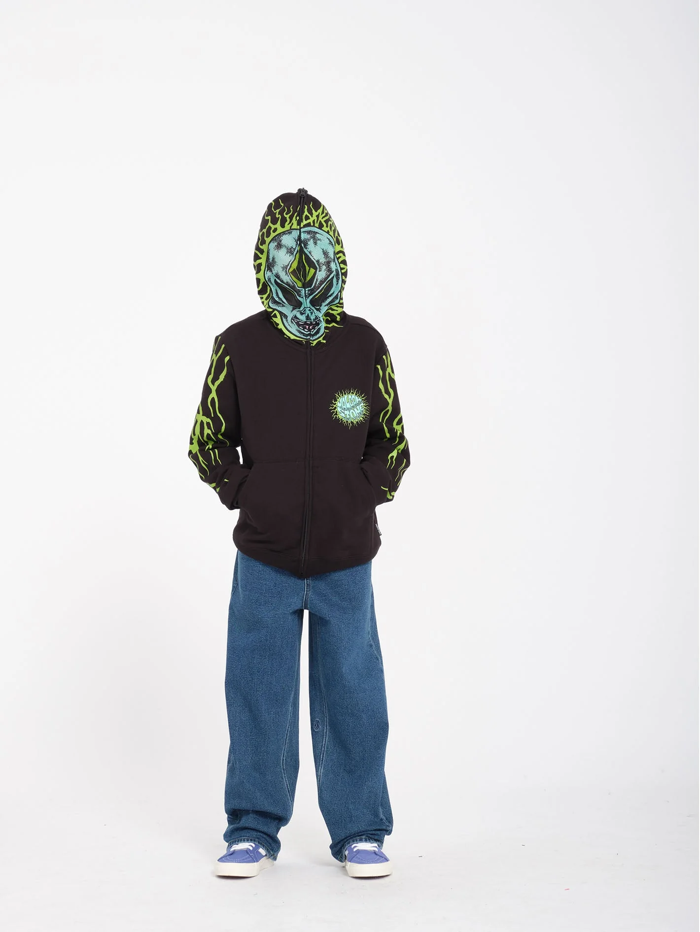 Alien Full Zip Hoodie - Black - (KINDER) - Image 3