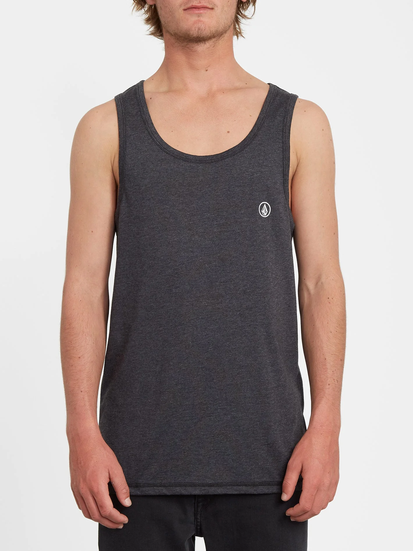 Circle Blanks Tank Top - HEATHER BLACK