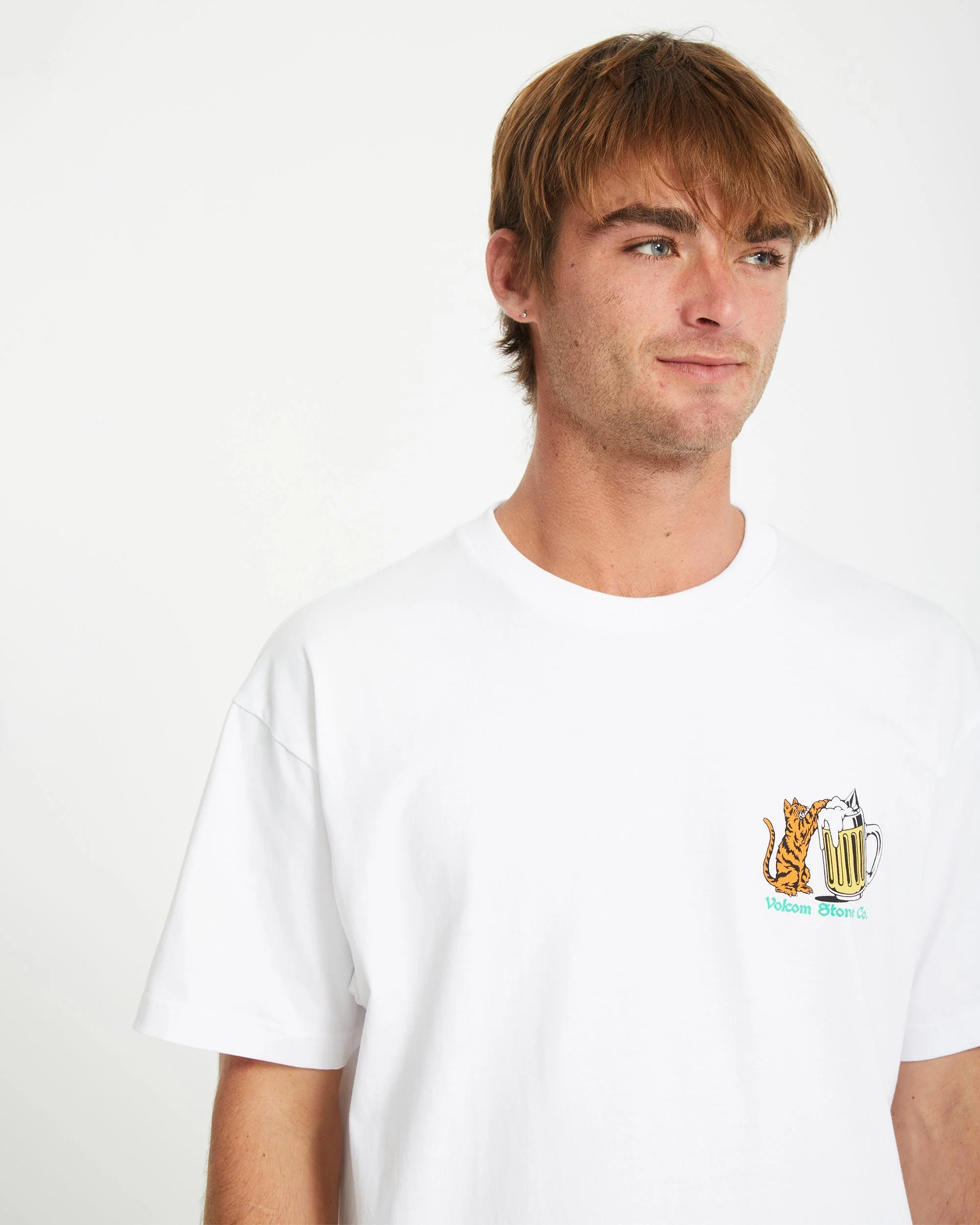 Curious Cat T-shirt - WHITE - Image 5