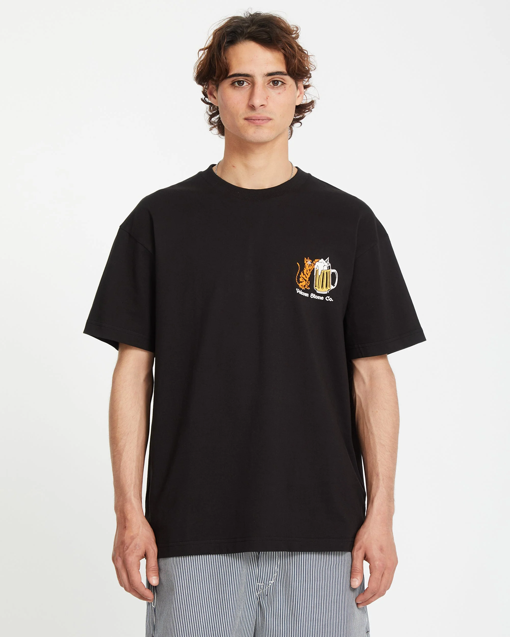 Curious Cat T-shirt - BLACK - Image 2