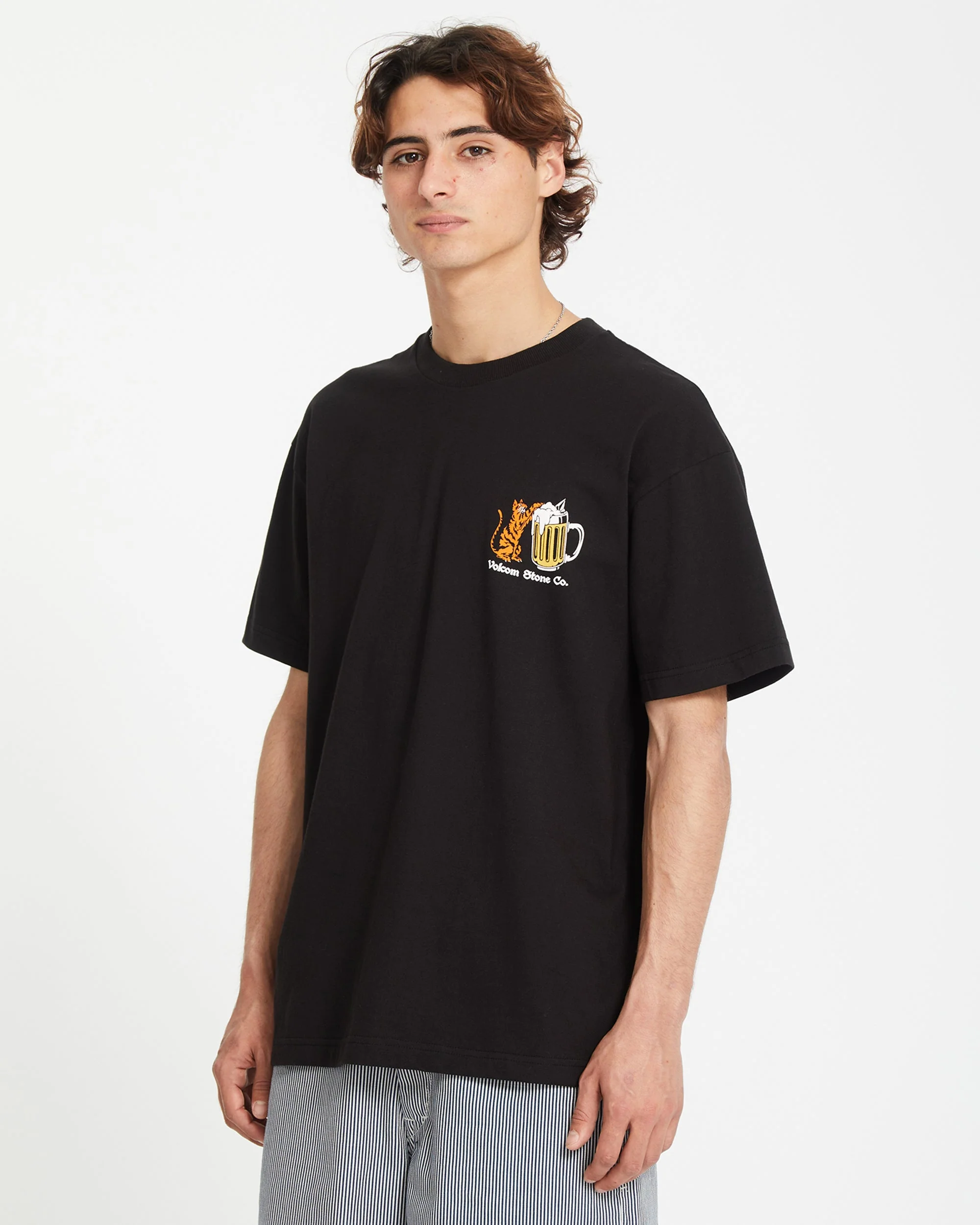 Curious Cat T-shirt - BLACK - Image 3
