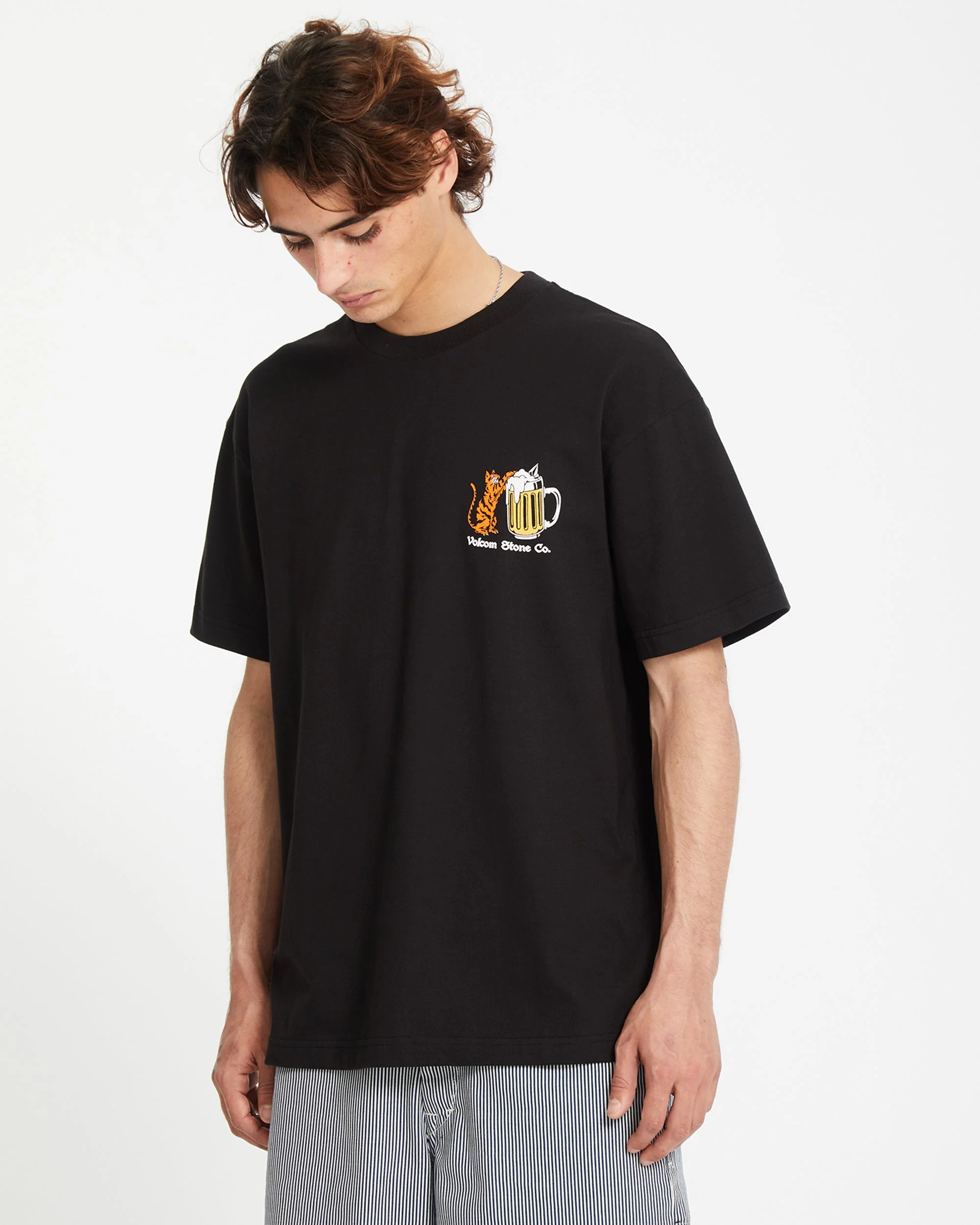 Curious Cat T-shirt - BLACK - Image 9