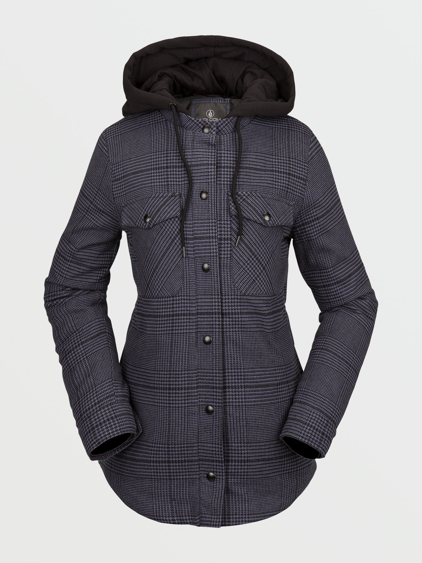 Hooded Flannel Jacket - Black - Image 5