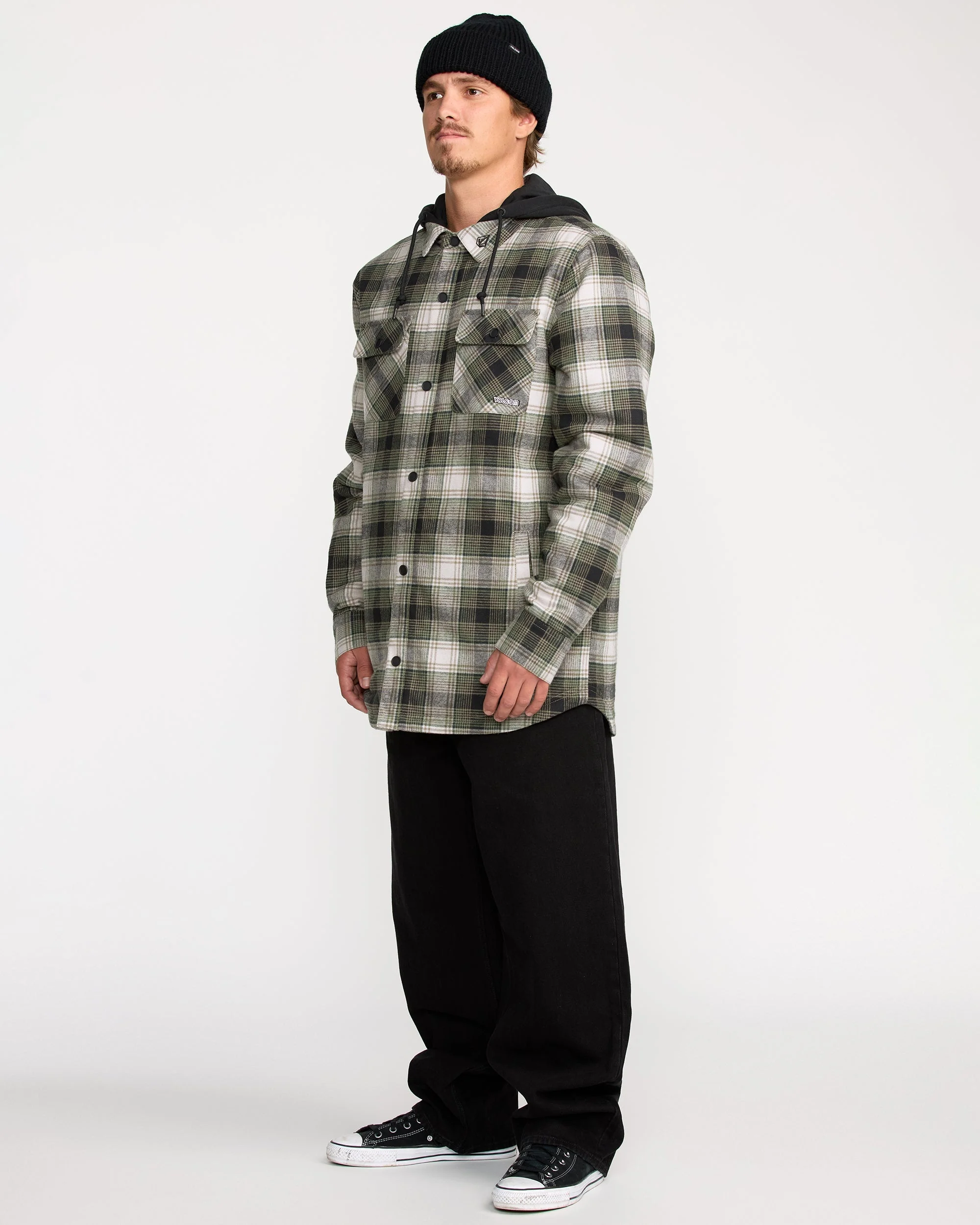 Kenson Insulated Flannel Jacke - Black Green - Image 3