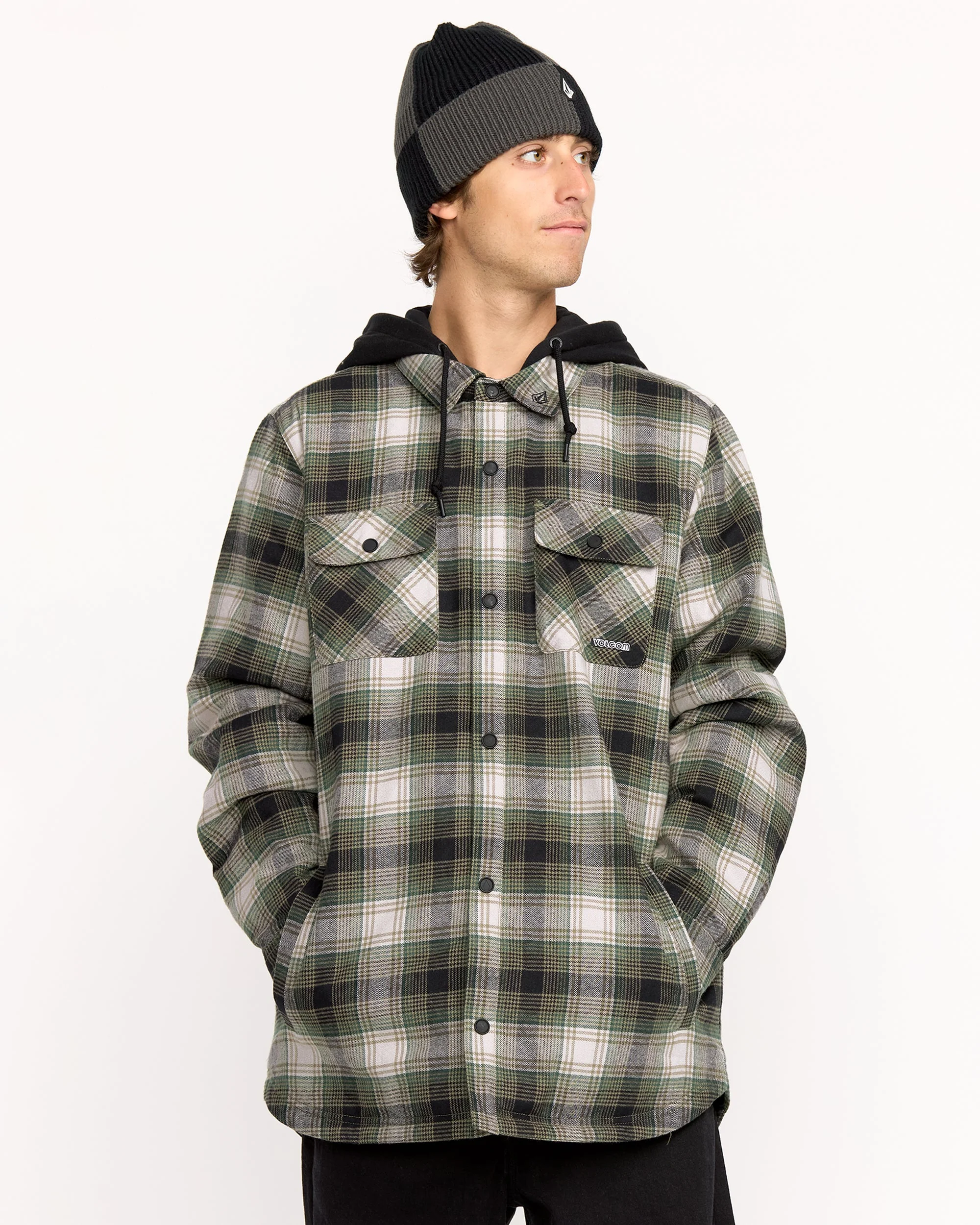Kenson Insulated Flannel Jacke - Black Green - Image 7