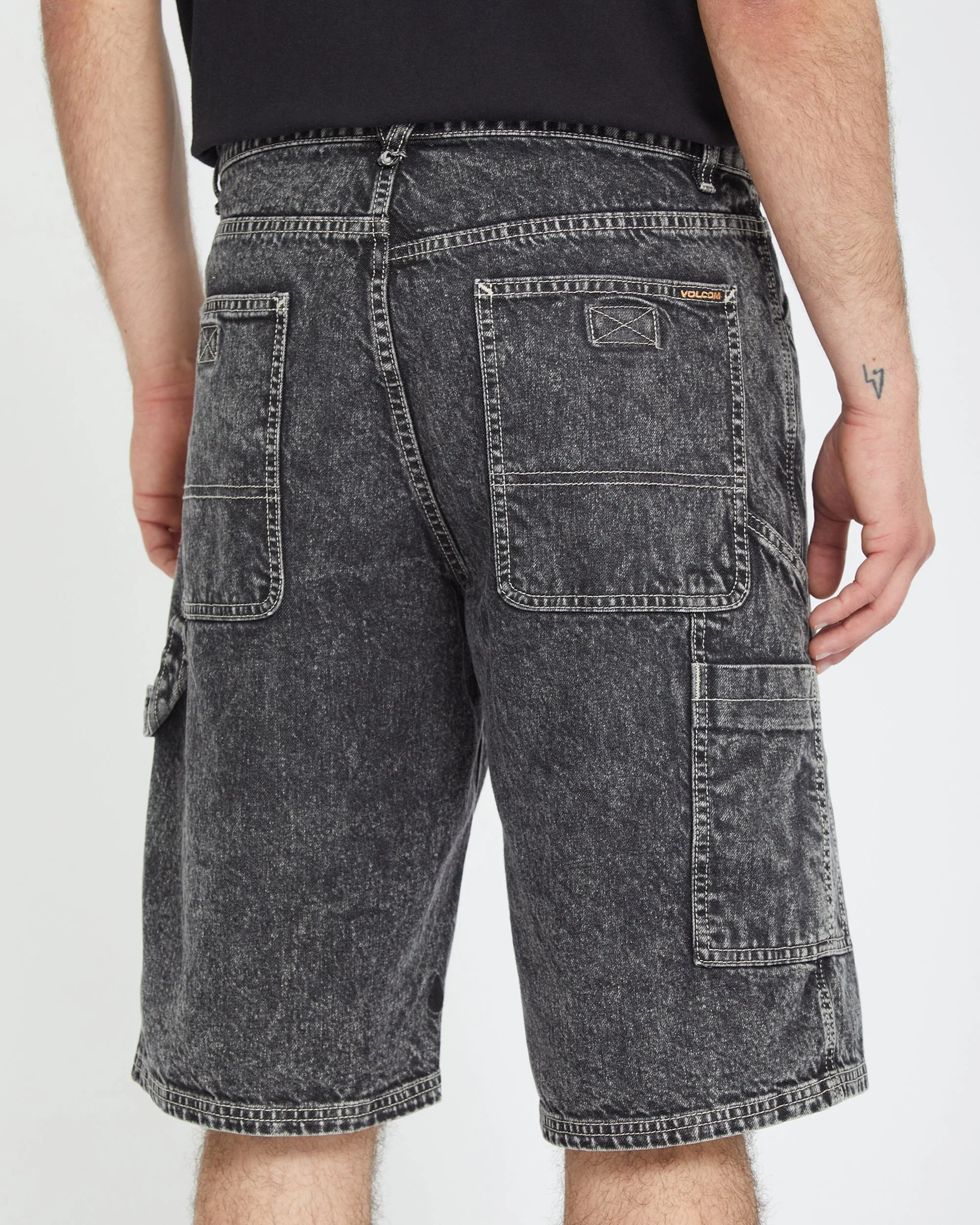 Labored Denim Utility Shorts - LIGHT ACID BLACK - Image 4
