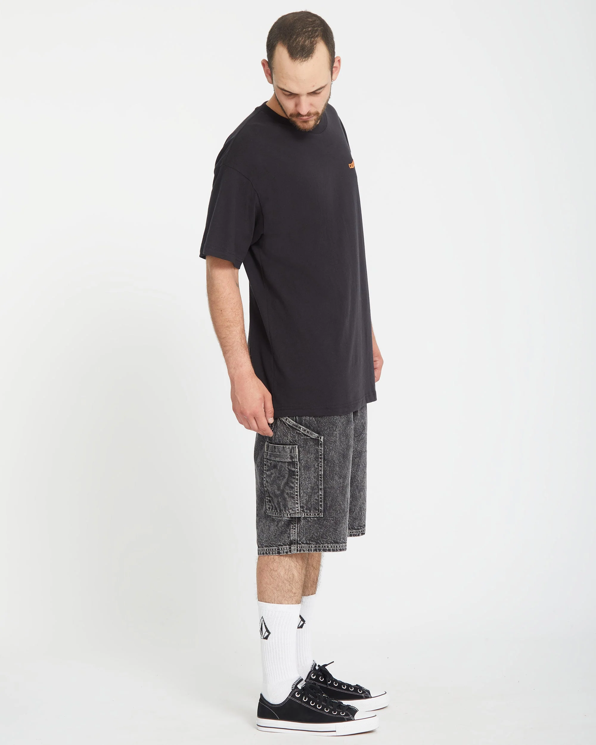 Labored Denim Utility Shorts - LIGHT ACID BLACK - Image 5