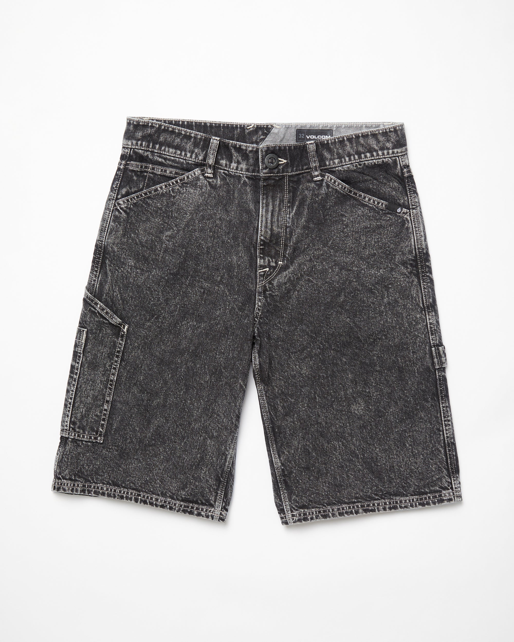 Labored Denim Utility Shorts - LIGHT ACID BLACK - Image 7