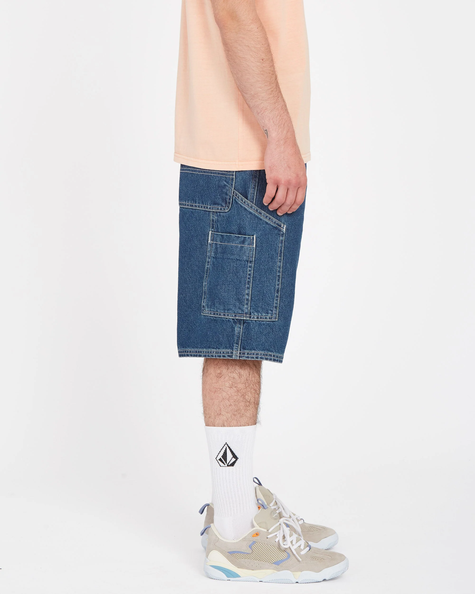 Labored Denim Utility Shorts - INDIGO RIDGE WASH - Image 6