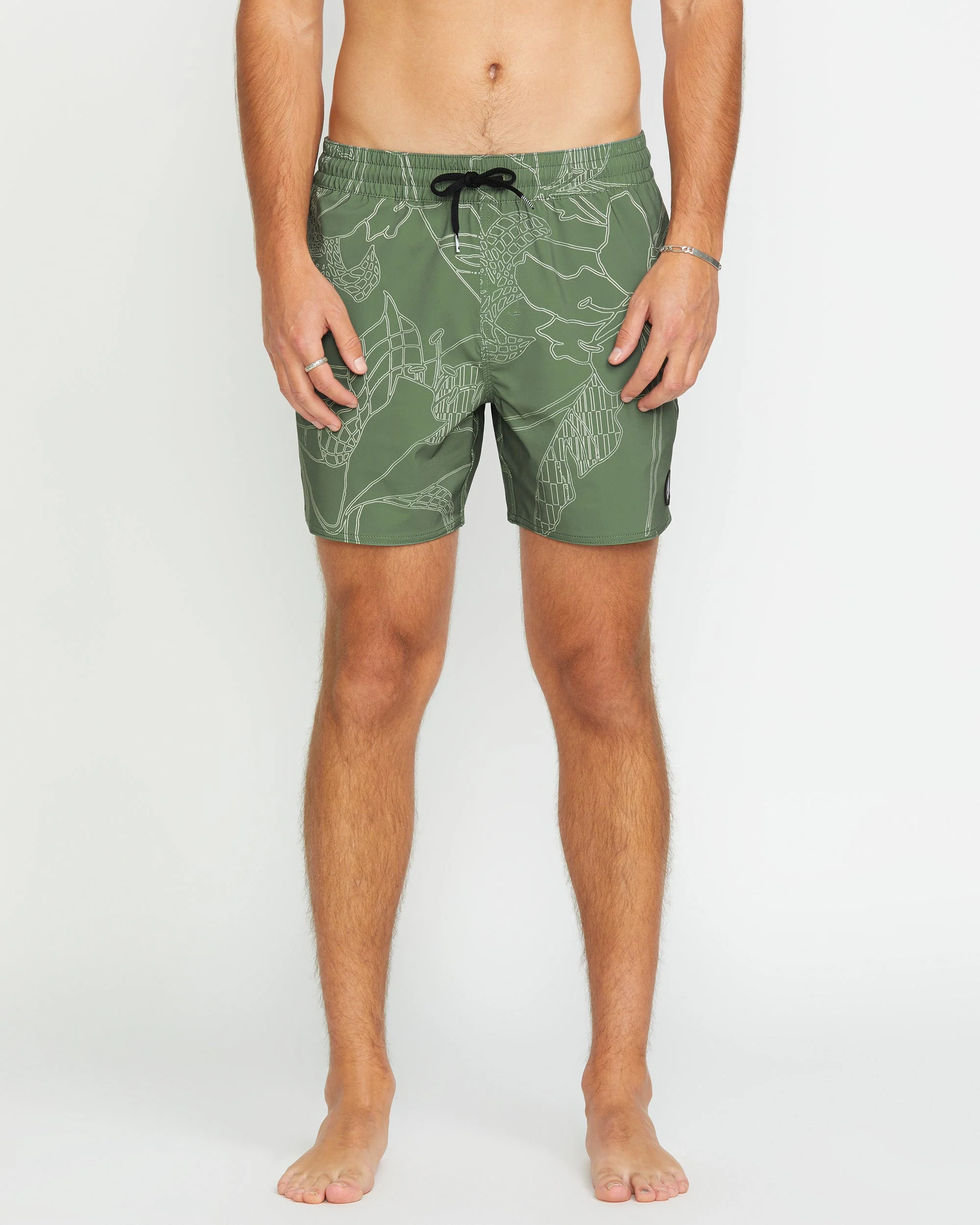 Lido Print Trunk 16" Boardshorts - LIGHT OLIVE