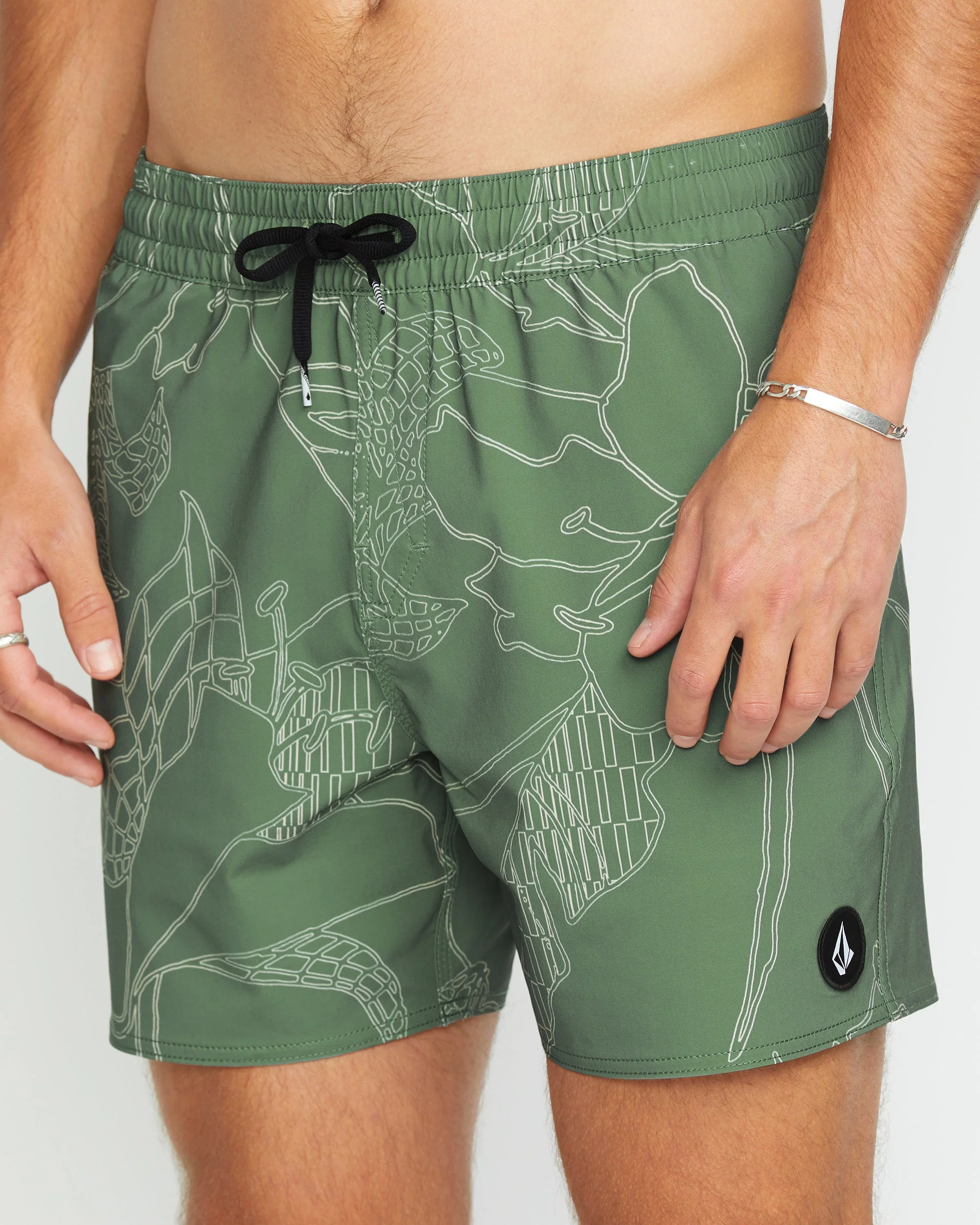 Lido Print Trunk 16" Boardshorts - LIGHT OLIVE - Image 3