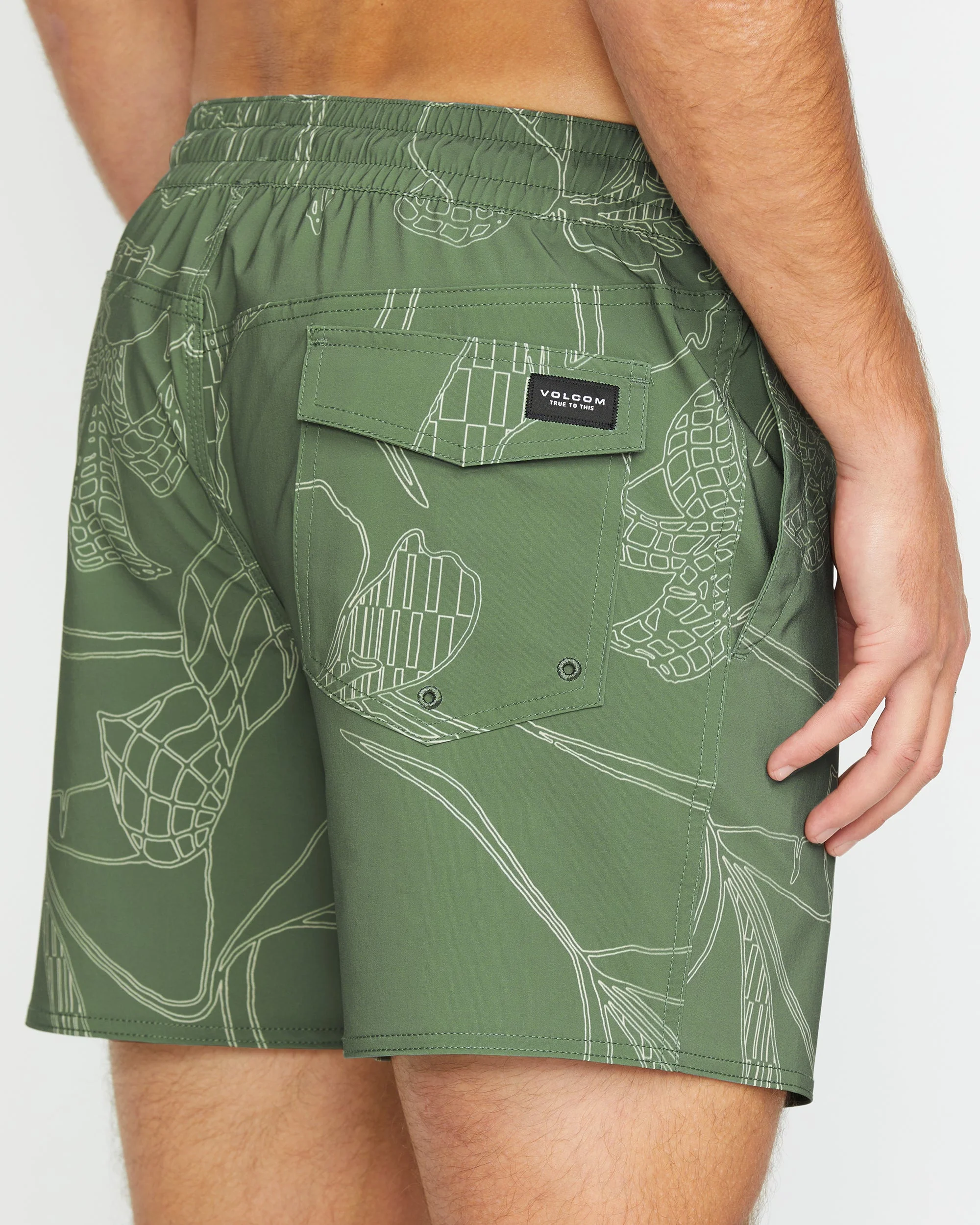 Lido Print Trunk 16" Boardshorts - LIGHT OLIVE - Image 4
