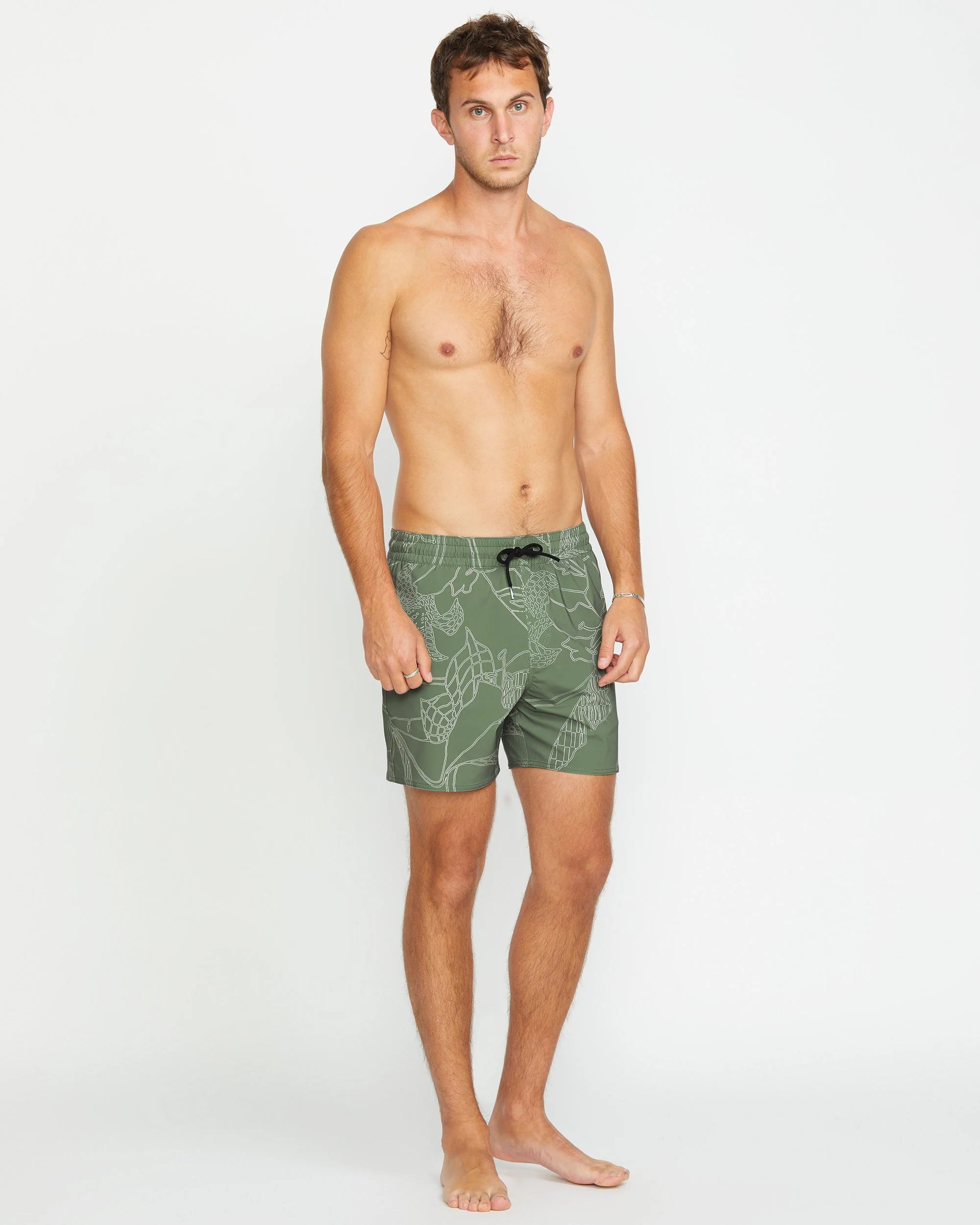 Lido Print Trunk 16" Boardshorts - LIGHT OLIVE - Image 6