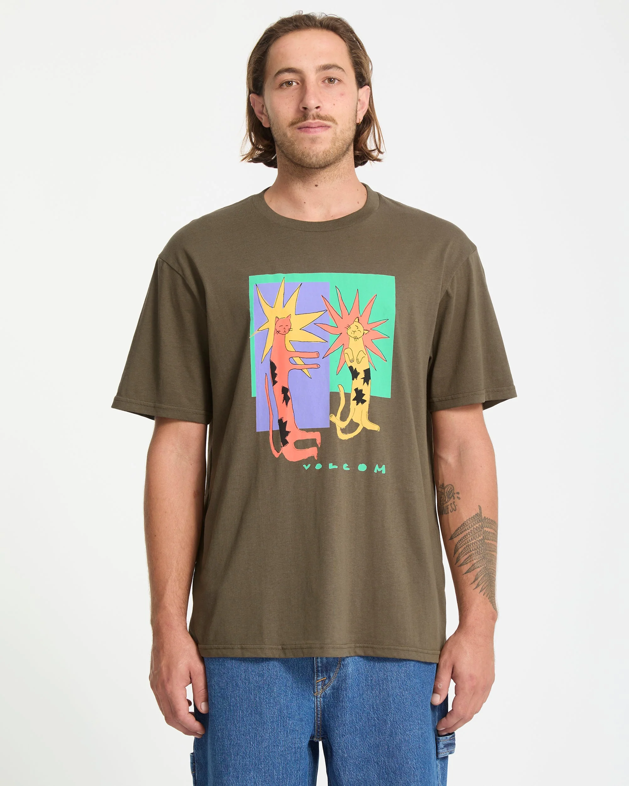 Longo Cats T-Shirt - Sage Leaf