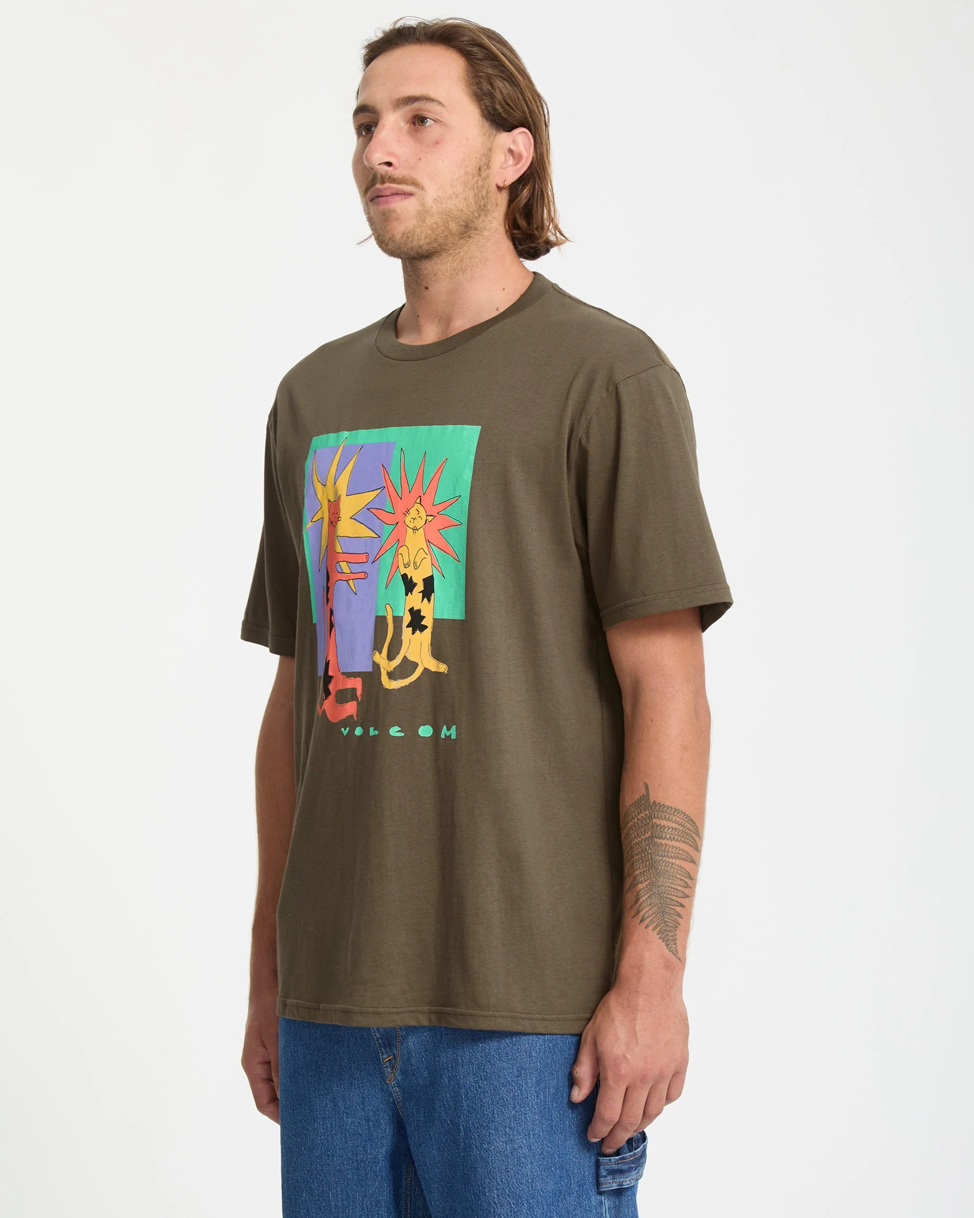 Longo Cats T-Shirt - Sage Leaf - Image 7