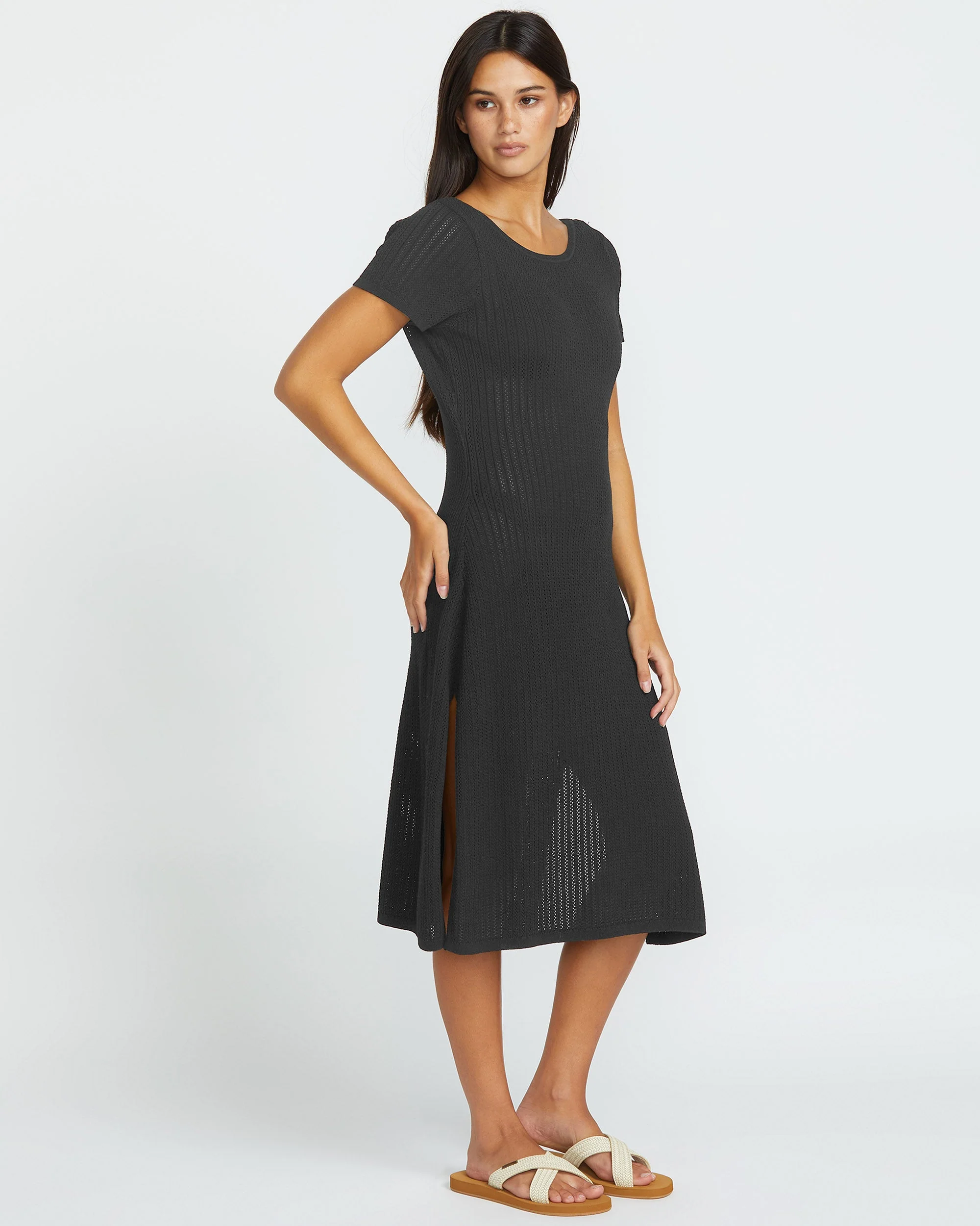 Meshy Beach Cover Up Kleid - BLACK - Image 5