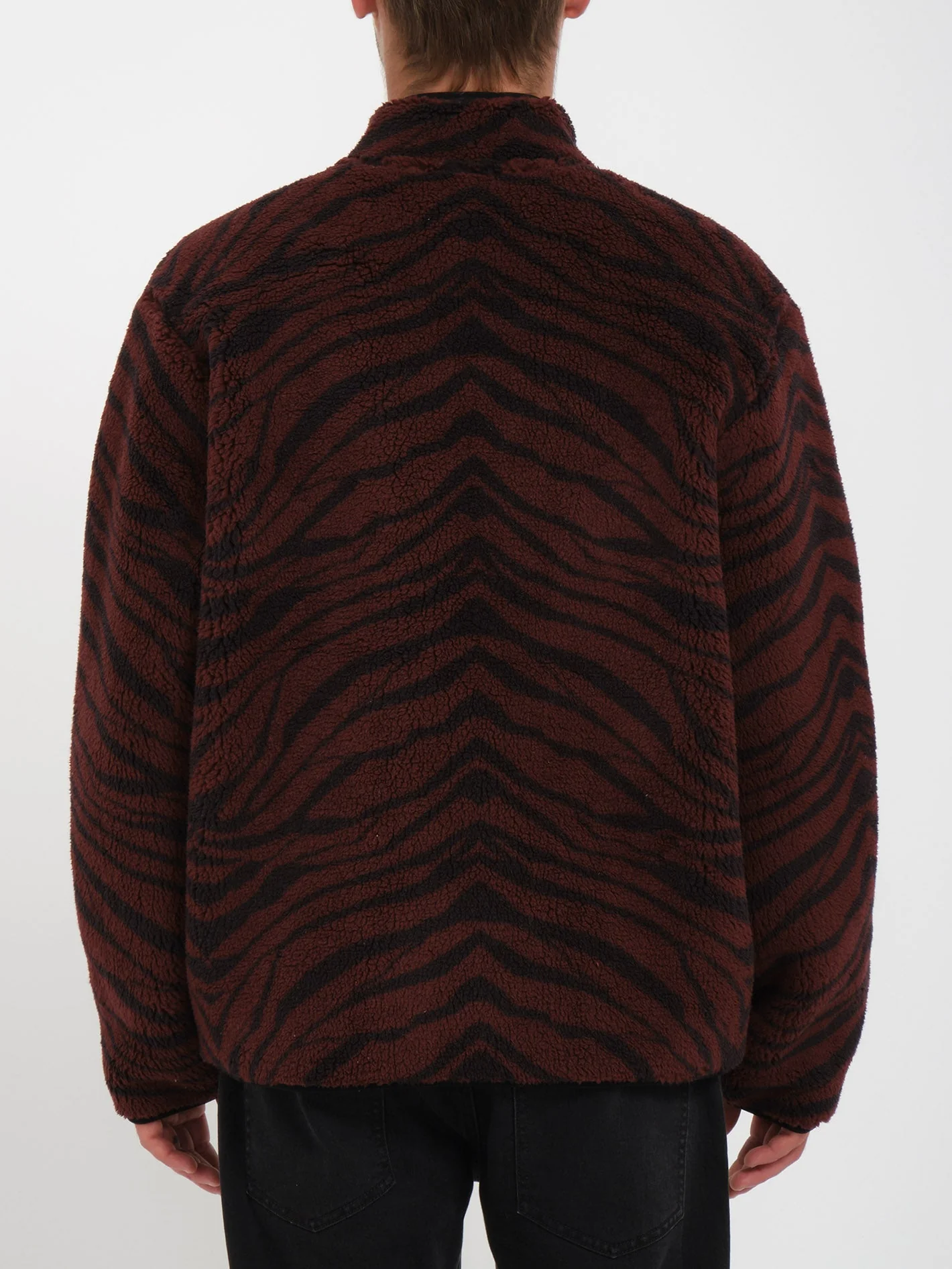 Muzzer Fuzzar Zip Sherpa Sweatshirt - BITTER CHOCOLATE - Image 2