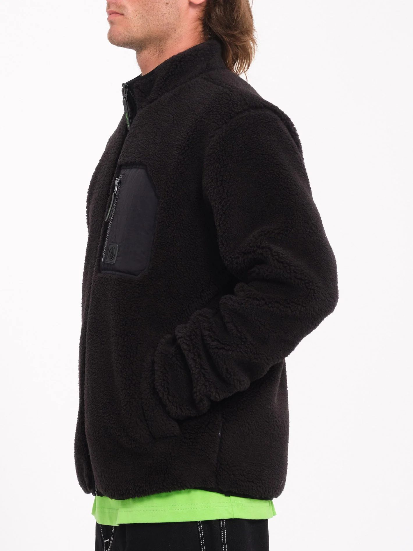 Muzzer Fuzzar Zip Sherpa Sweatshirt - Black - Image 3