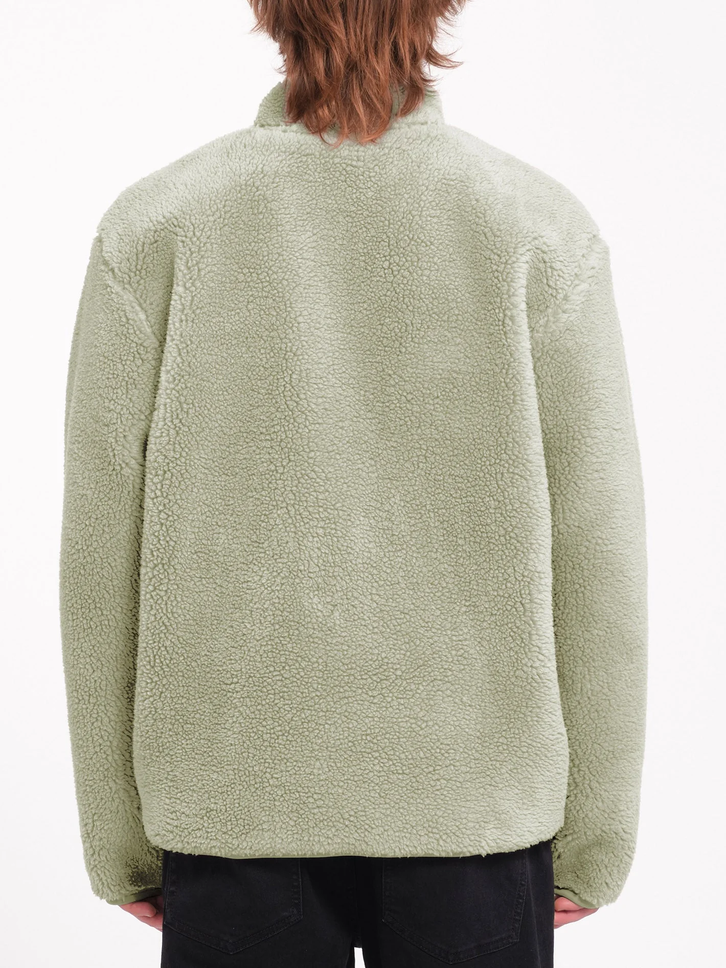Muzzer Fuzzar Zip Sherpa Sweatshirt - Green Tea - Image 3