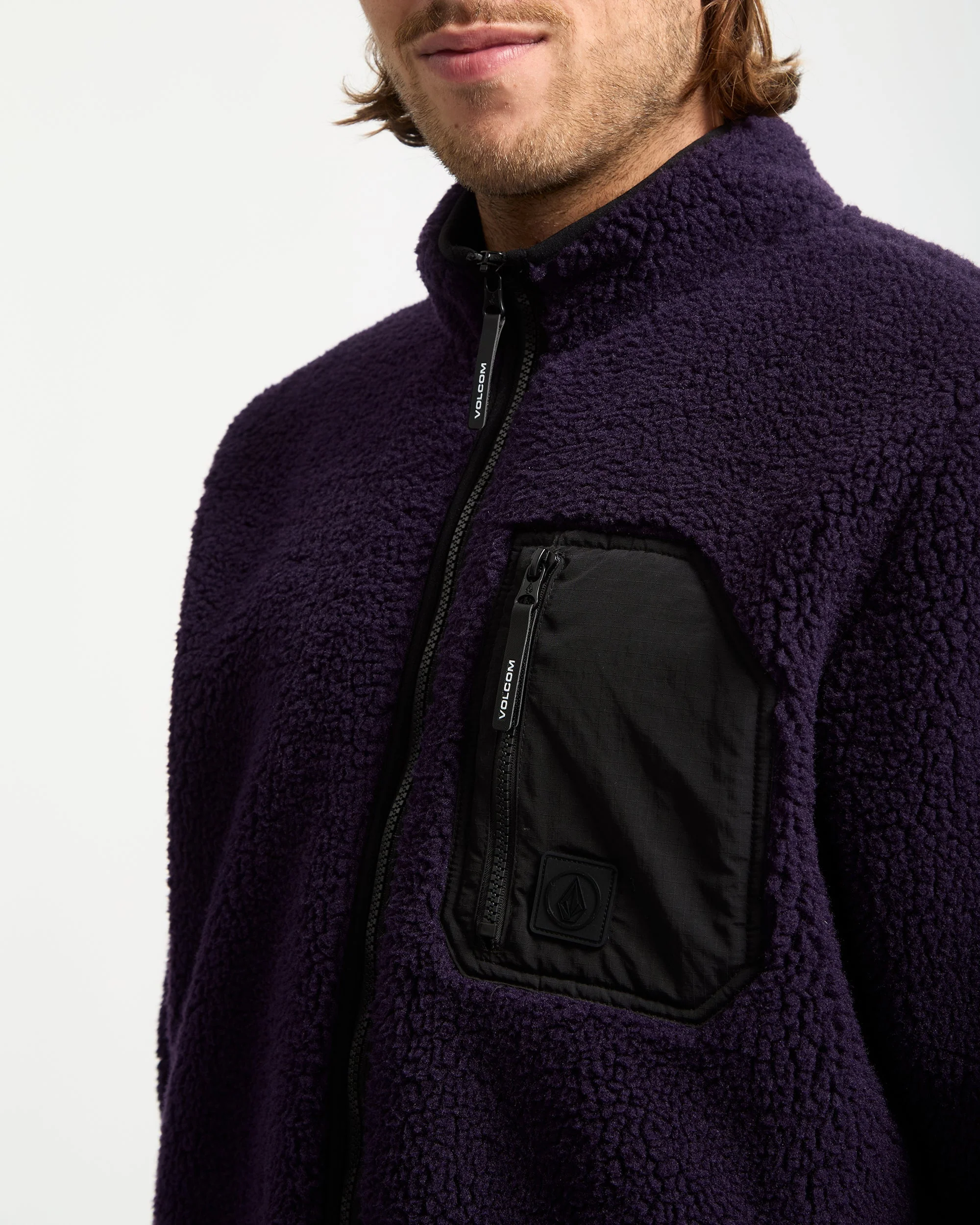Muzzer Fuzzar Zip-Sherpa-Sweatshirt - Dark Purple - Image 3