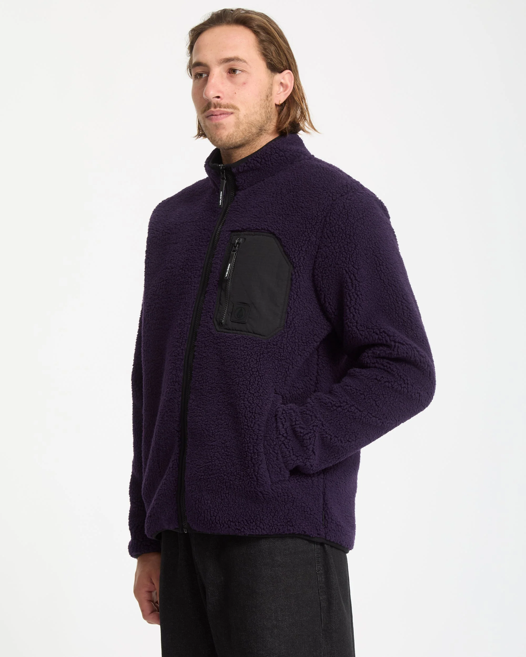 Muzzer Fuzzar Zip-Sherpa-Sweatshirt - Dark Purple - Image 8