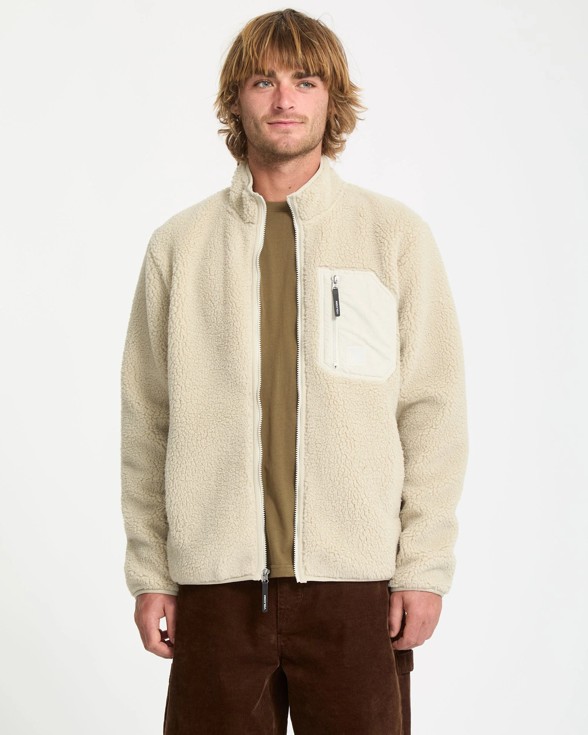 Muzzer Fuzzar Zip-Sherpa-Sweatshirt - Stone