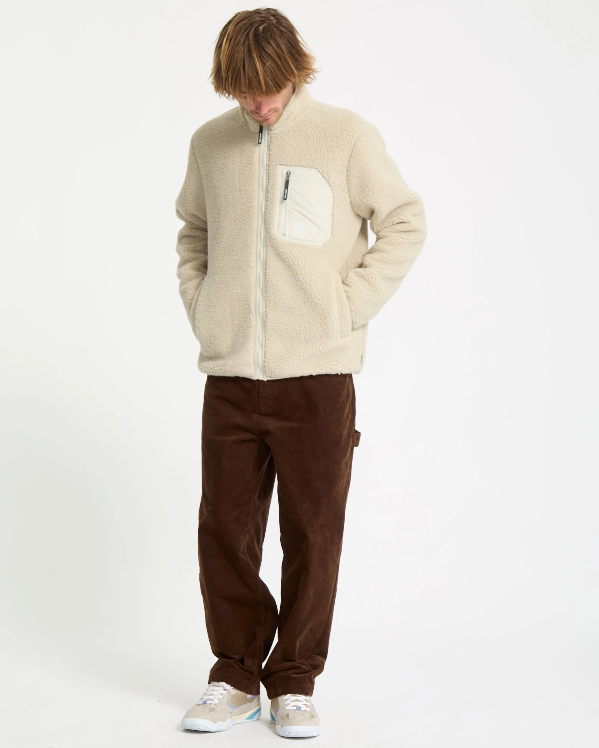 Muzzer Fuzzar Zip-Sherpa-Sweatshirt - Stone - Image 4
