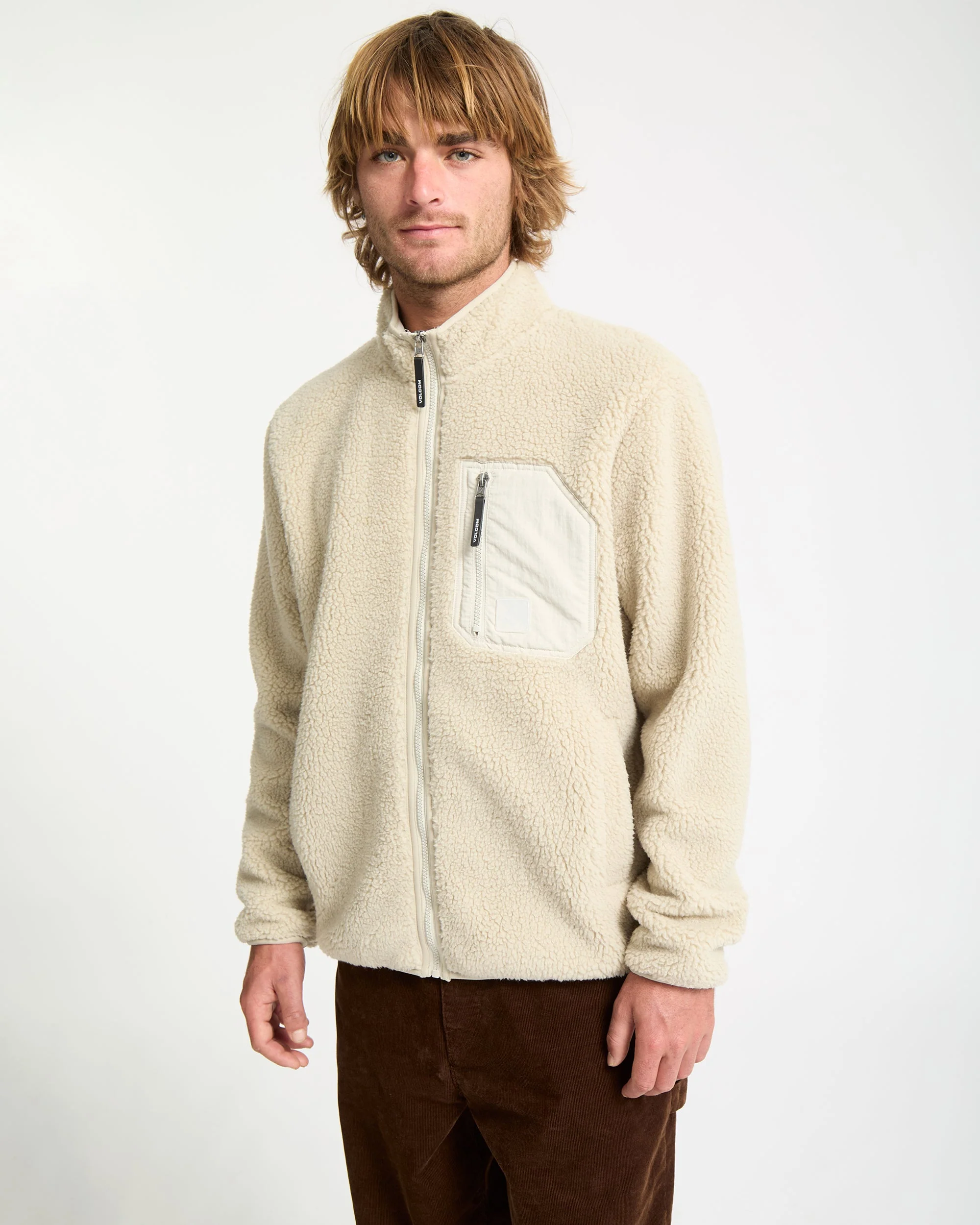 Muzzer Fuzzar Zip-Sherpa-Sweatshirt - Stone - Image 6