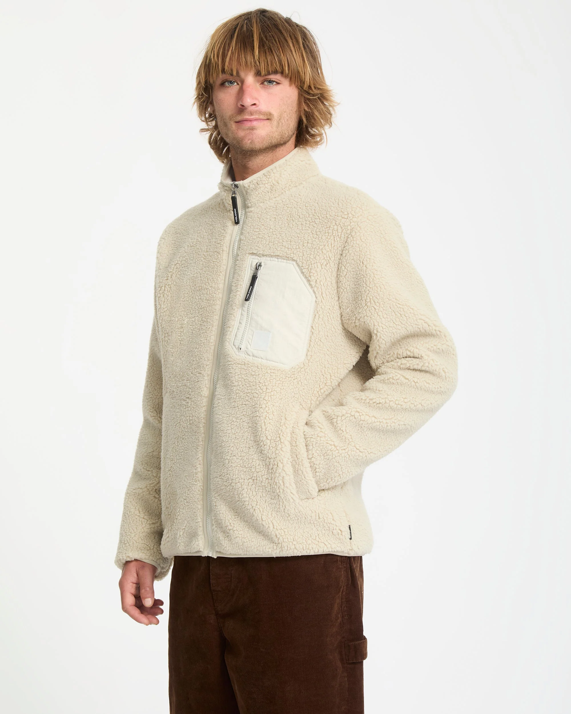 Muzzer Fuzzar Zip-Sherpa-Sweatshirt - Stone - Image 8