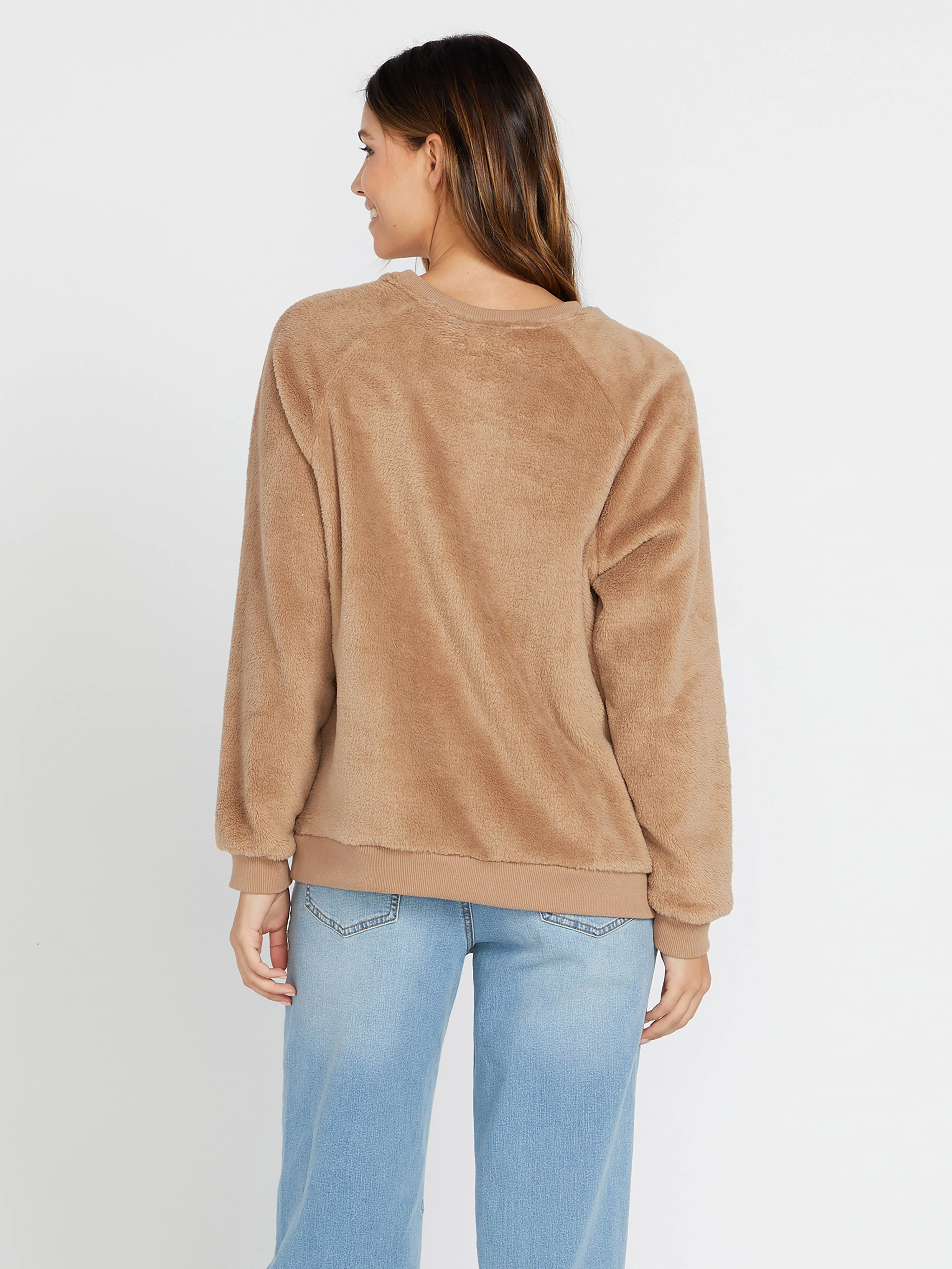 Pheelin Phine Sherpa Sweatshirt - MOCHA - Image 2