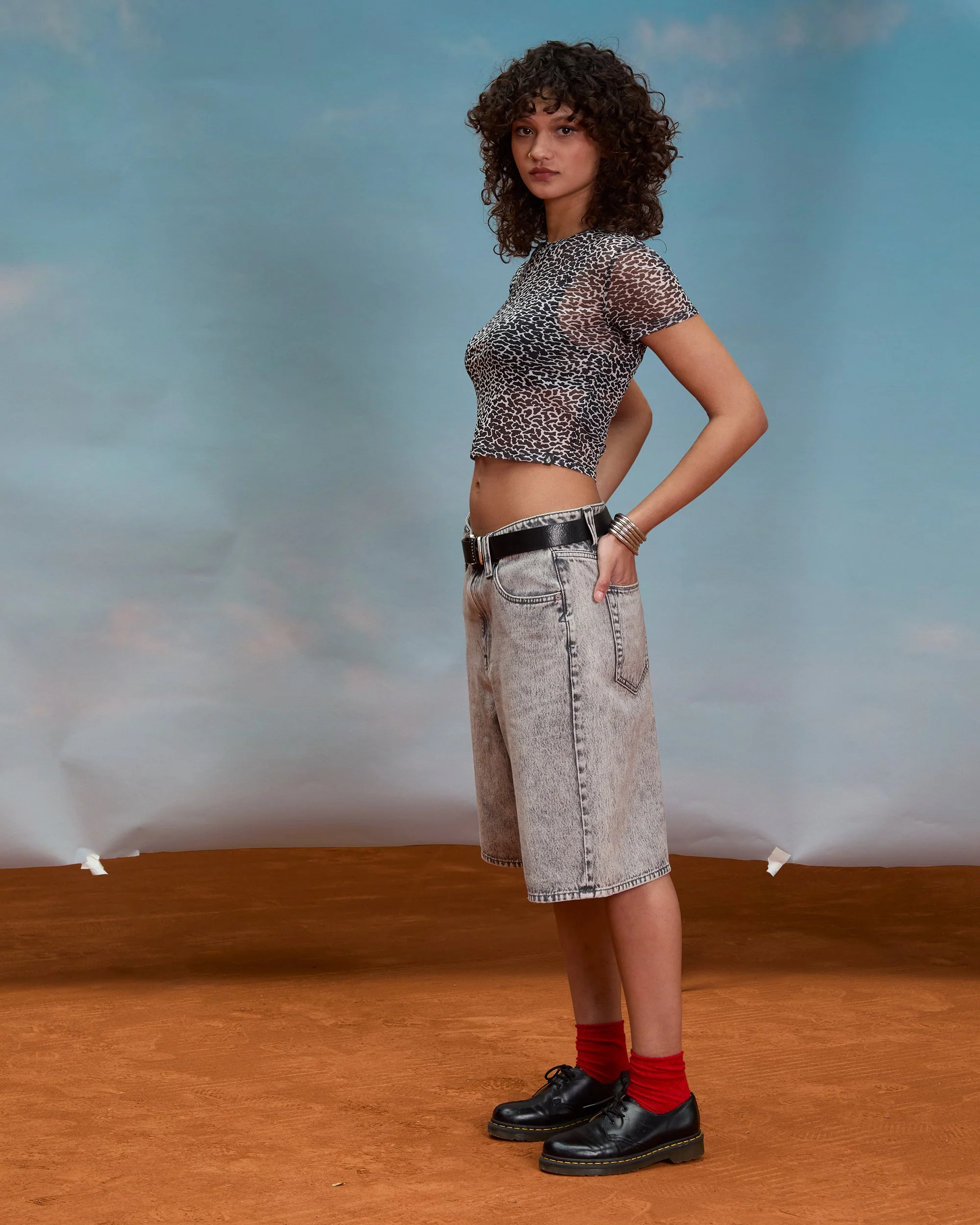 Rawly Knit Mesh Oberteil - Black White - Image 4