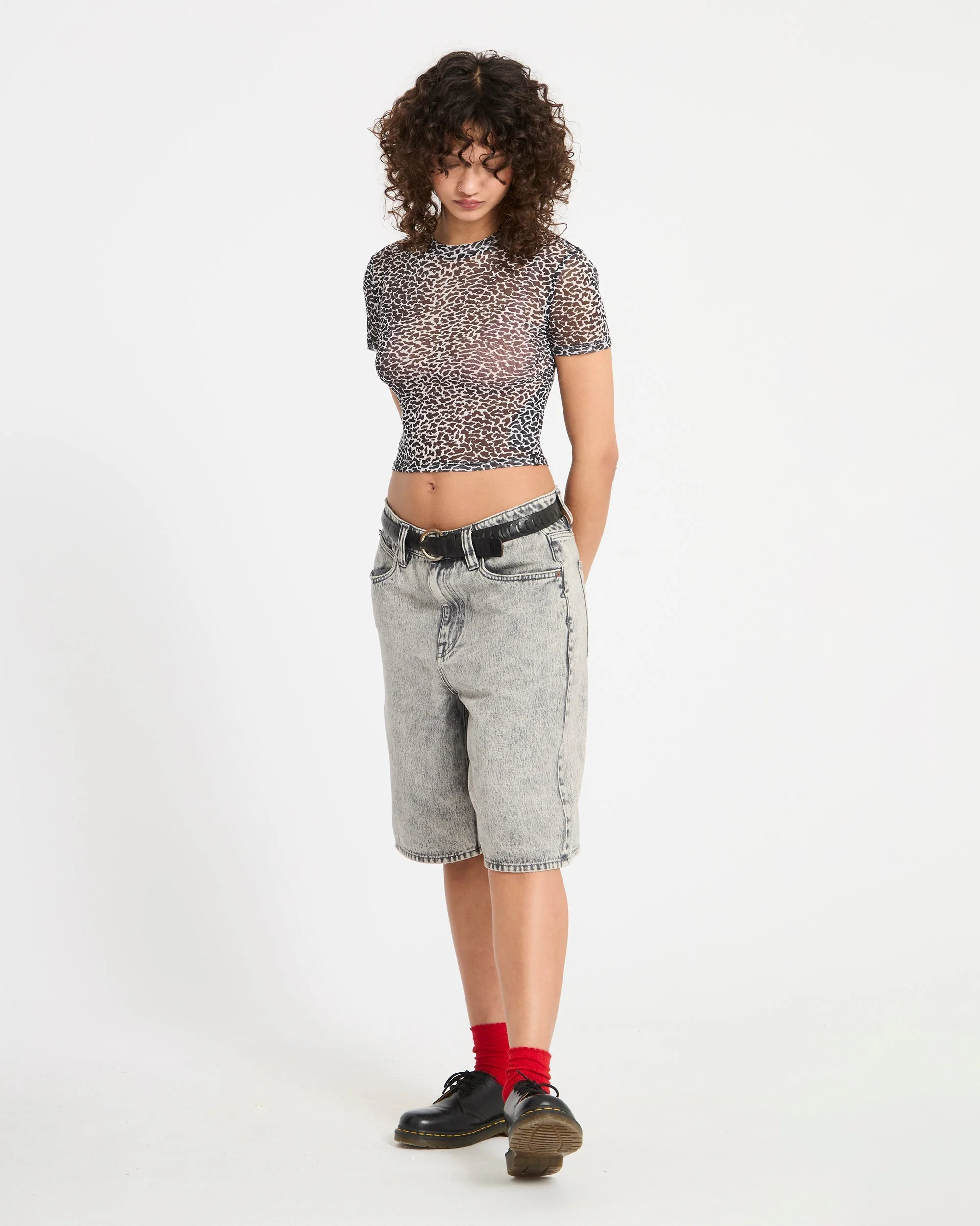 Rawly Knit Mesh Oberteil - Black White - Image 9