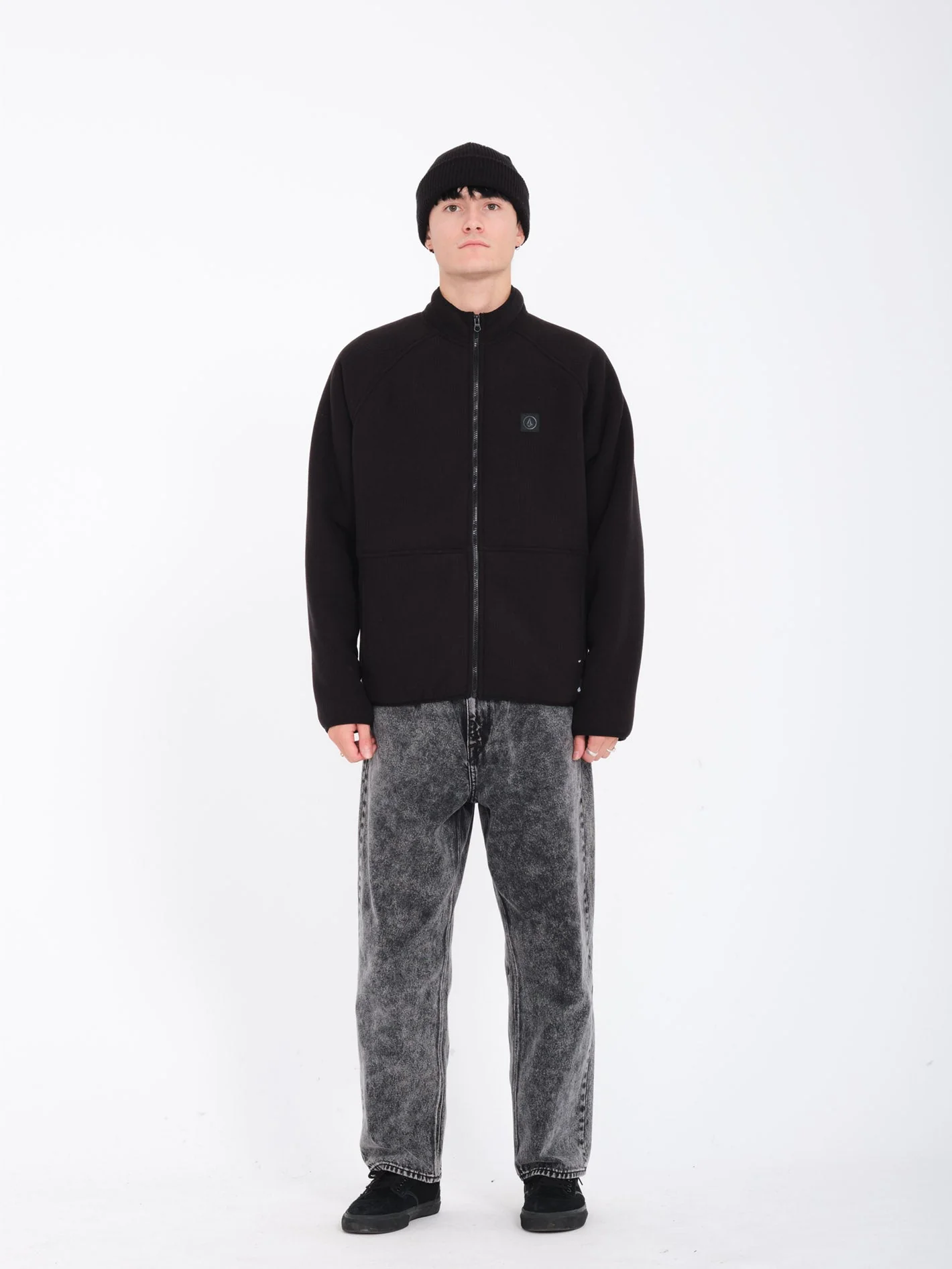 Runtime Grid Zip Sherpa Sweatshirt - BLACK - Image 3