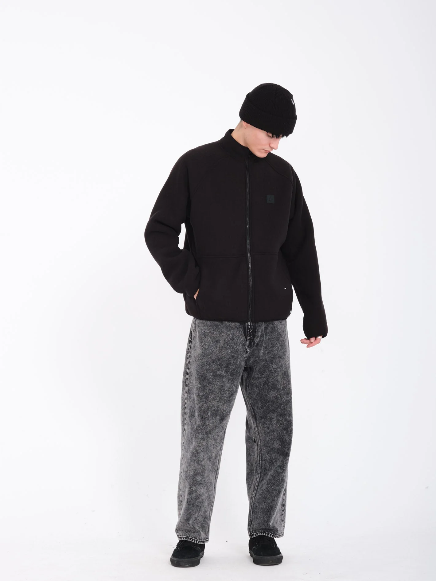 Runtime Grid Zip Sherpa Sweatshirt - BLACK - Image 4