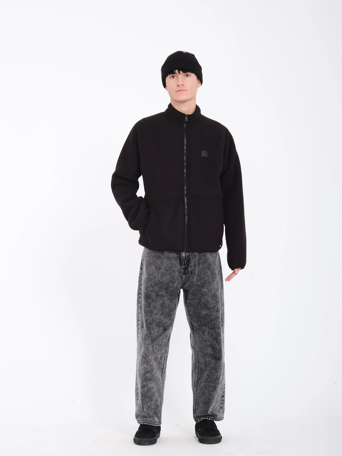 Runtime Grid Zip Sherpa Sweatshirt - BLACK - Image 5