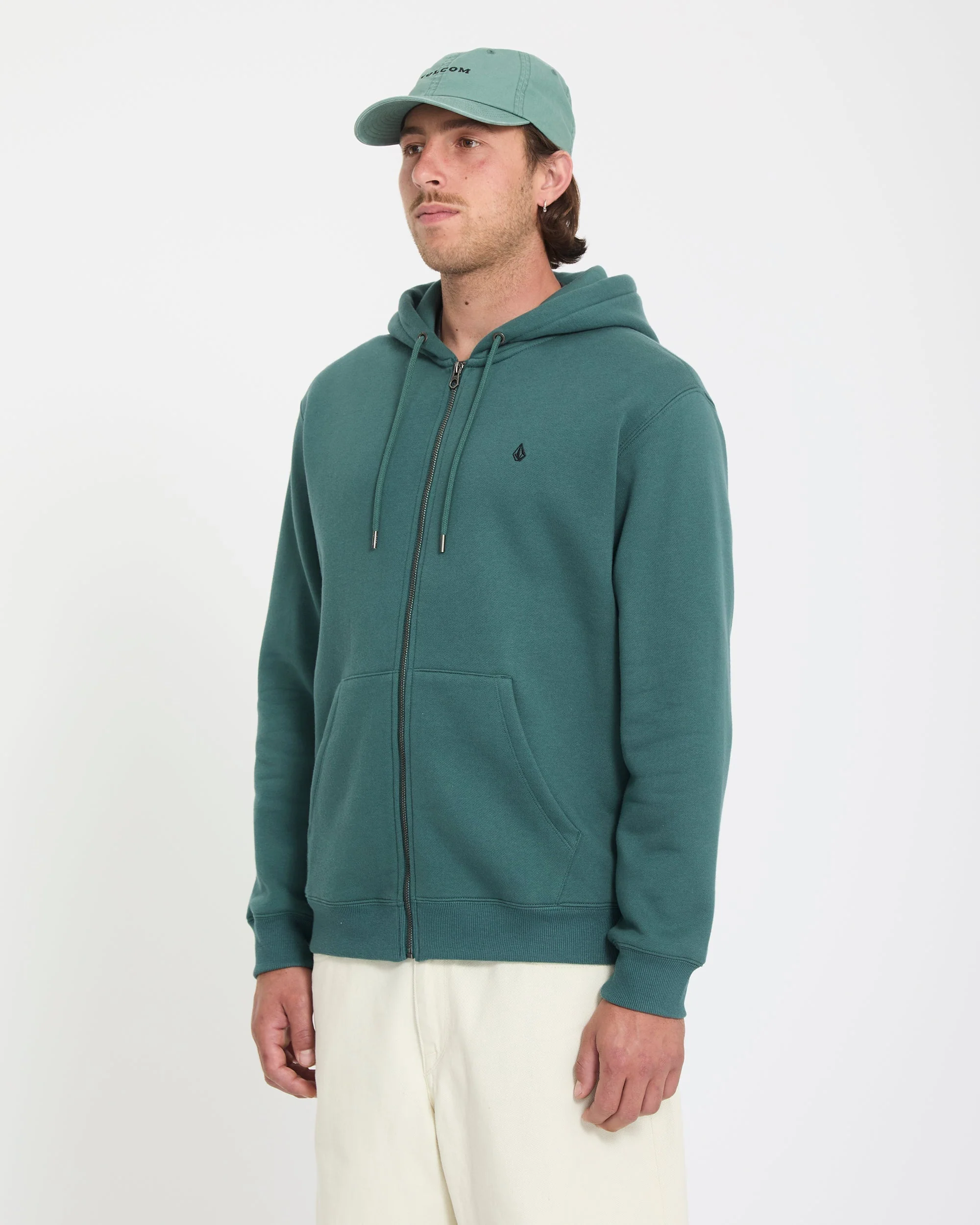 Single Stone Full Zip Hoodie - Rifle Green - Image 3