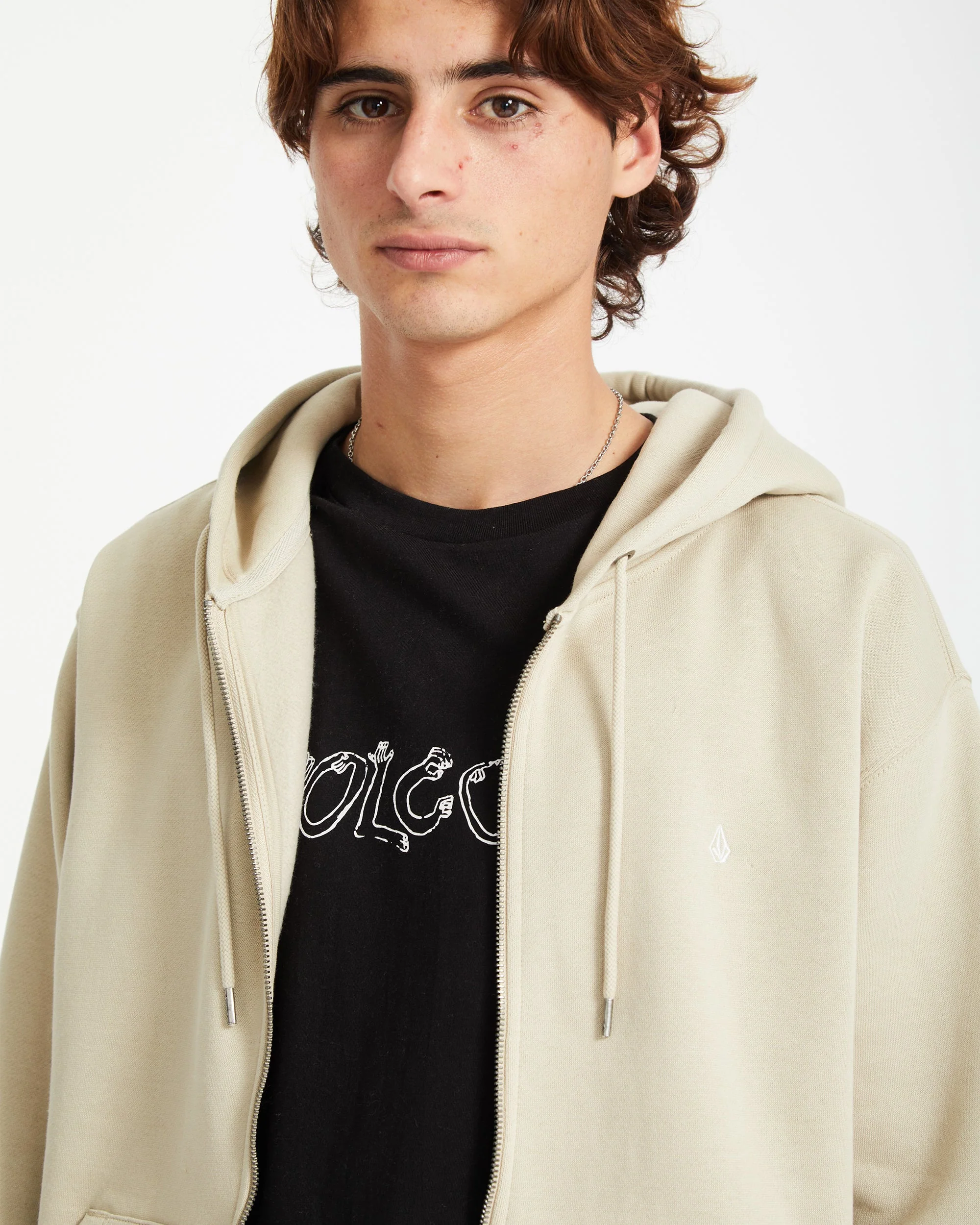 Single Stone Full Zip Kapuzenpullover - LIGHT KHAKI - Image 4