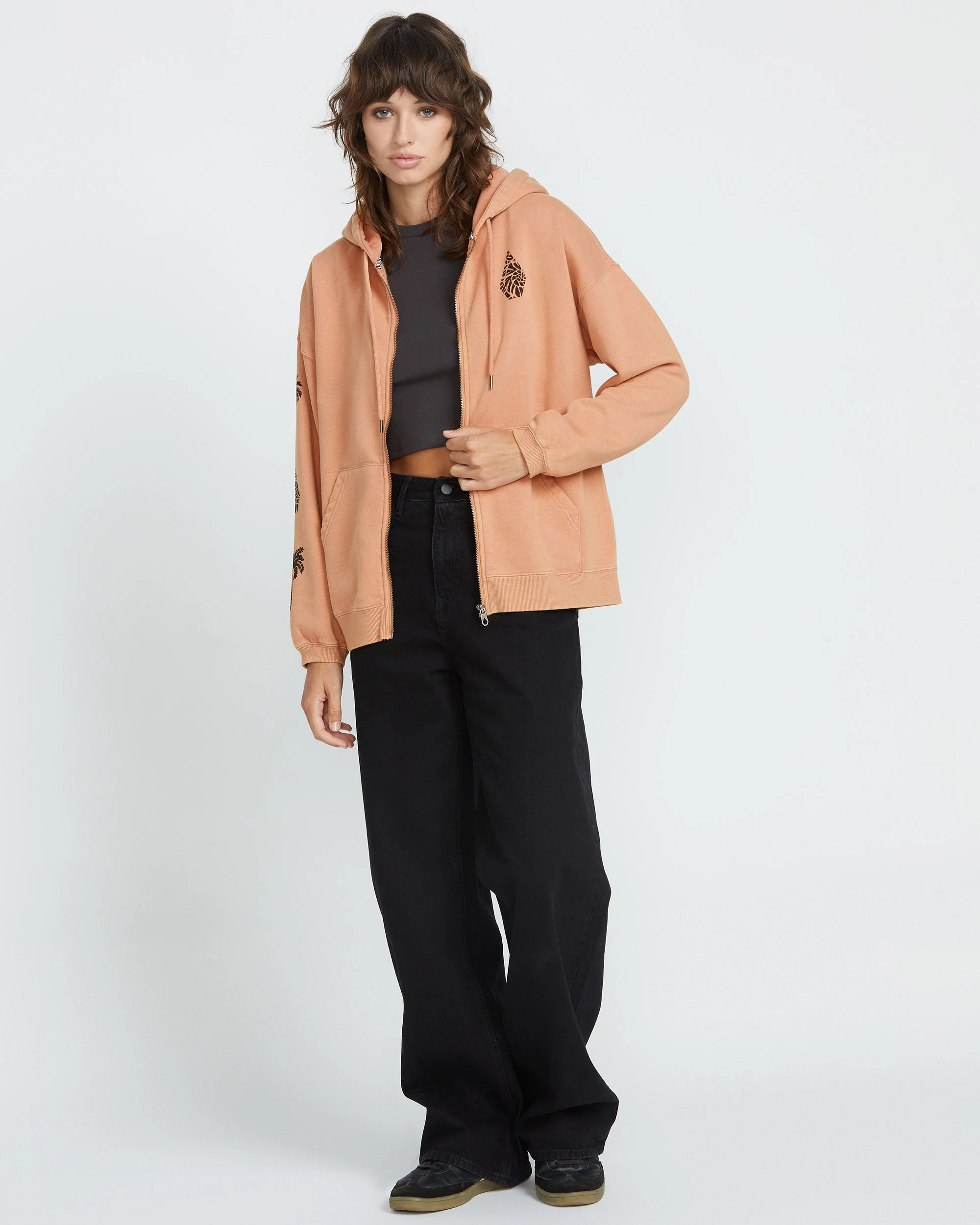 Stone Art Up Zip Kapuzenpullover - SAND BROWN - Image 4