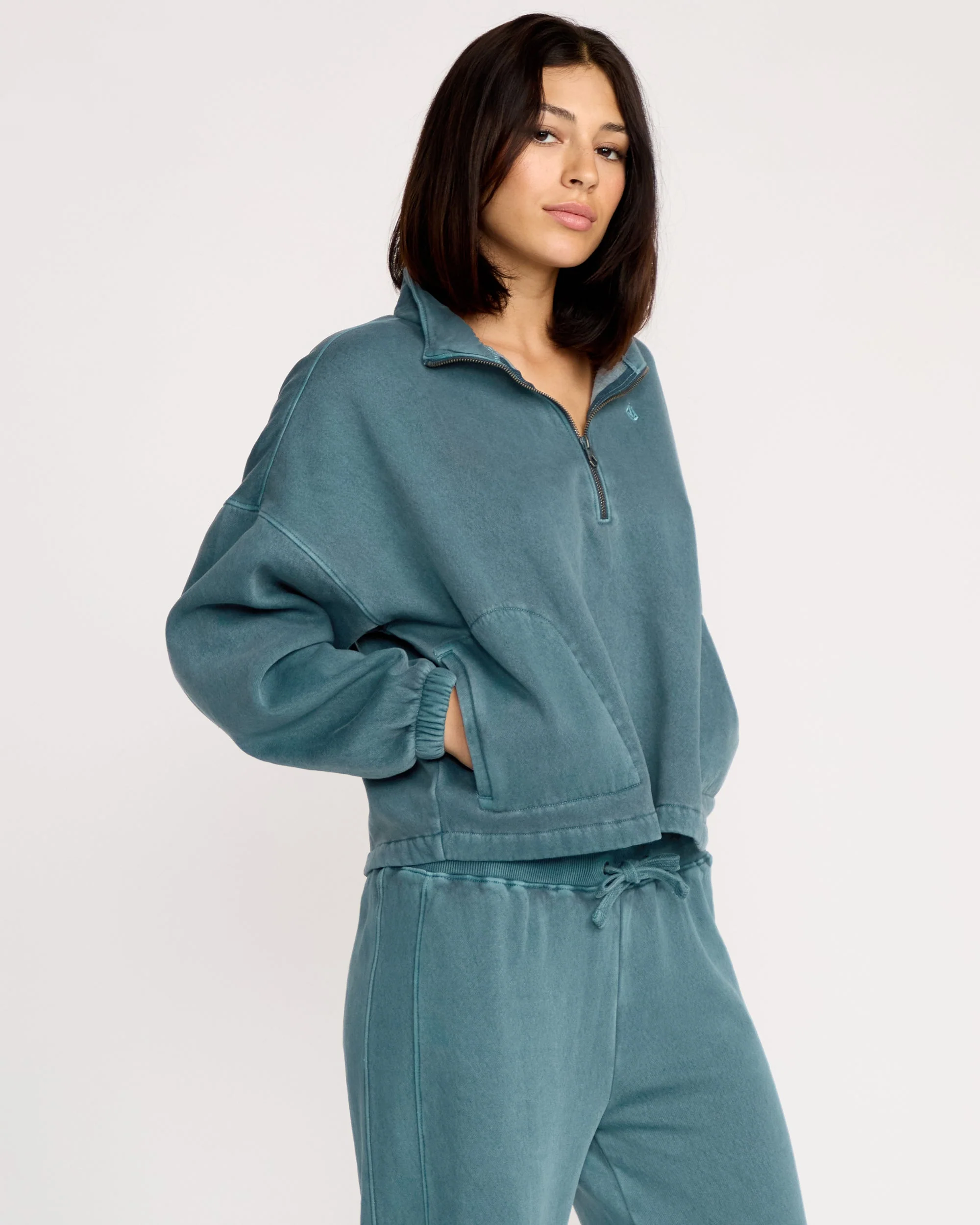 Stone Soft Quarter Zip Sweatshirt - Emerald Green - Image 5