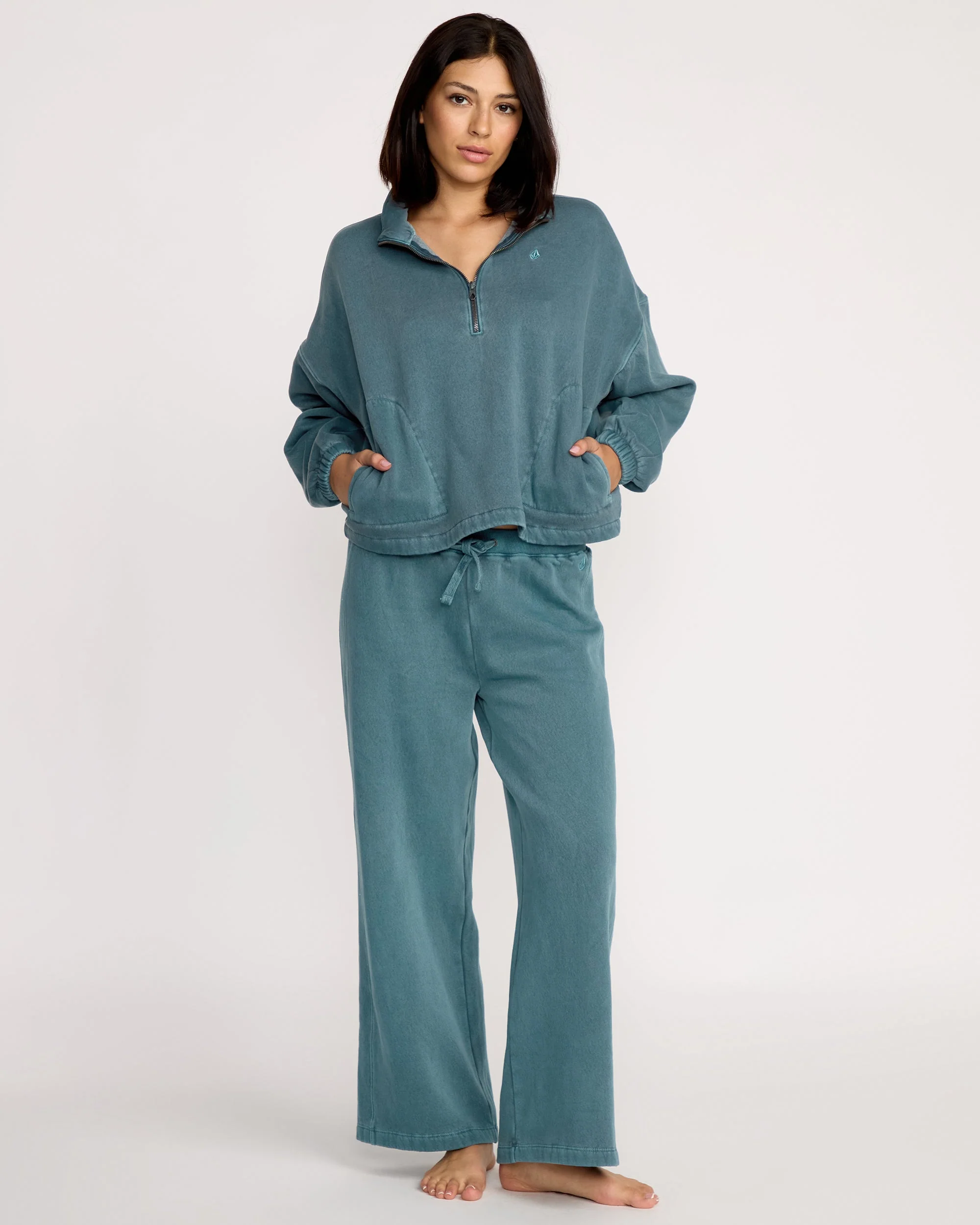 Stone Soft Quarter Zip Sweatshirt - Emerald Green - Image 6