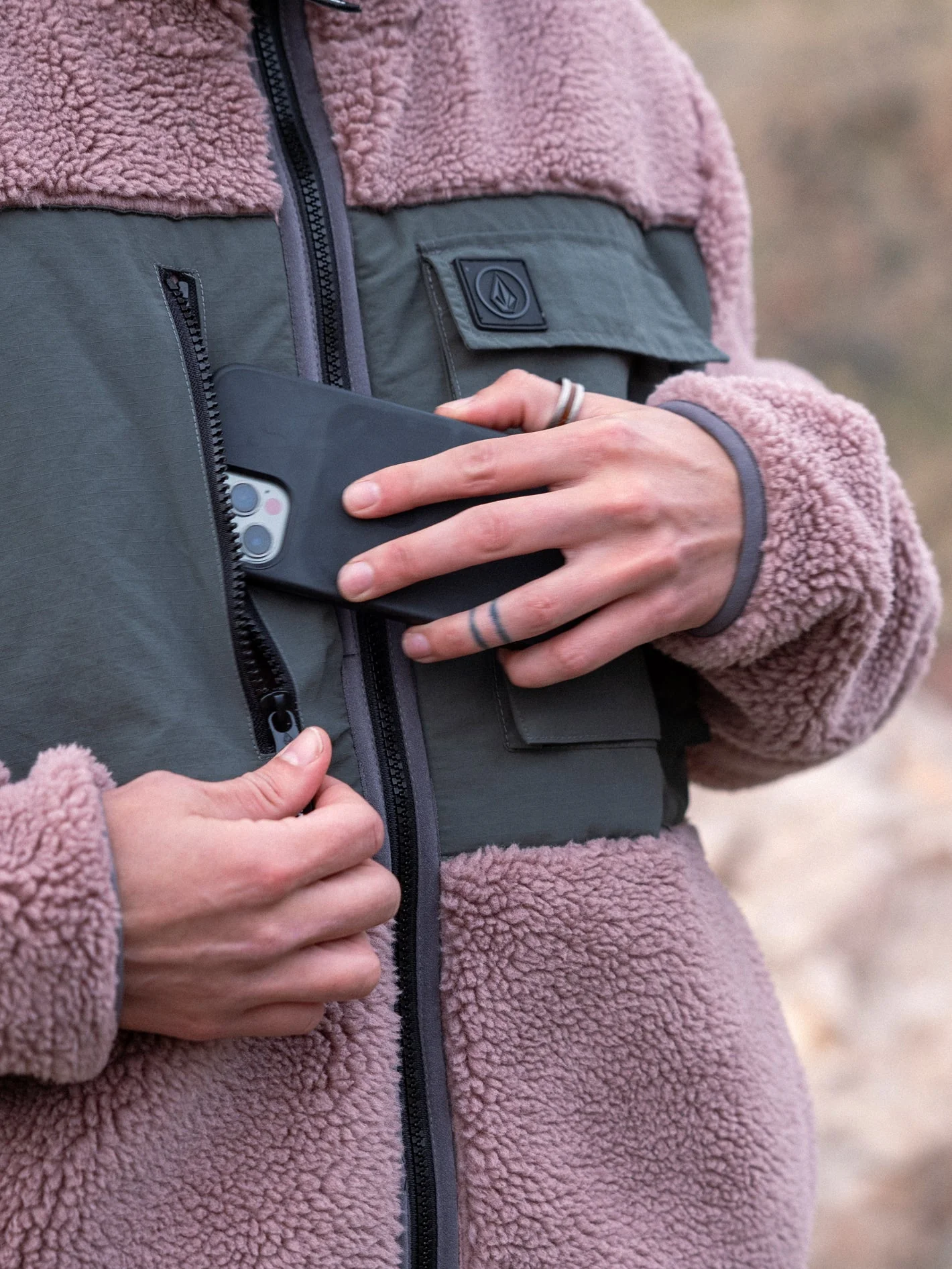 Storm Stone Zip Sherpa Sweatshirt - BORDEAUX BROWN - Image 13
