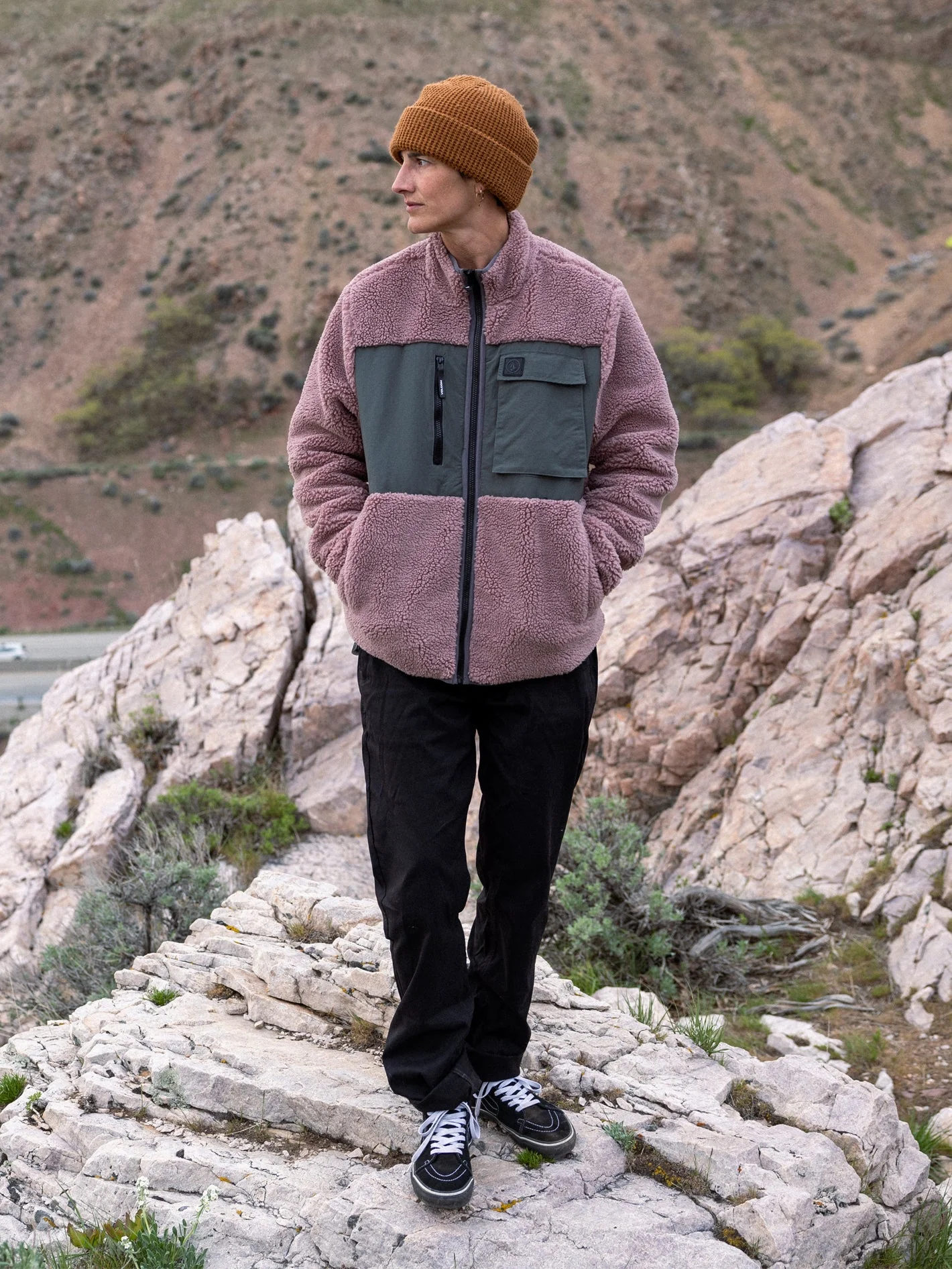 Storm Stone Zip Sherpa Sweatshirt - BORDEAUX BROWN - Image 15