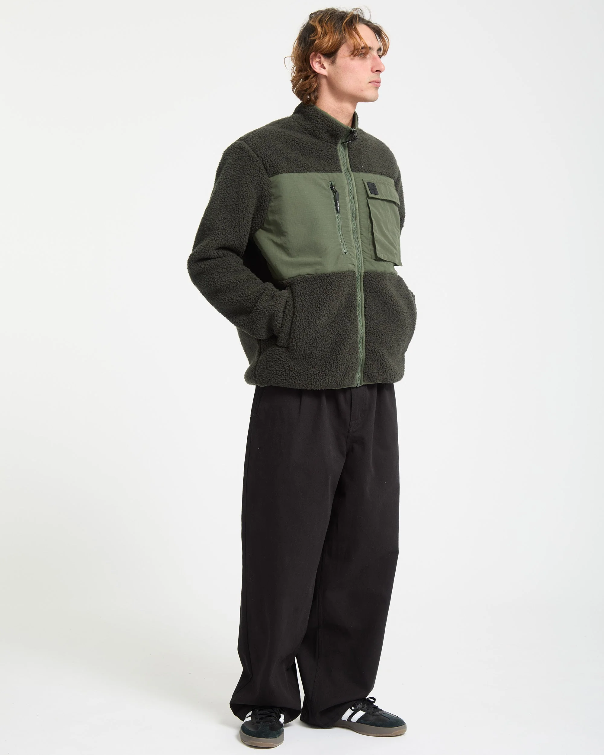 Storm Stone Zip Sherpa Sweatshirt - Rinsed Black - Image 5