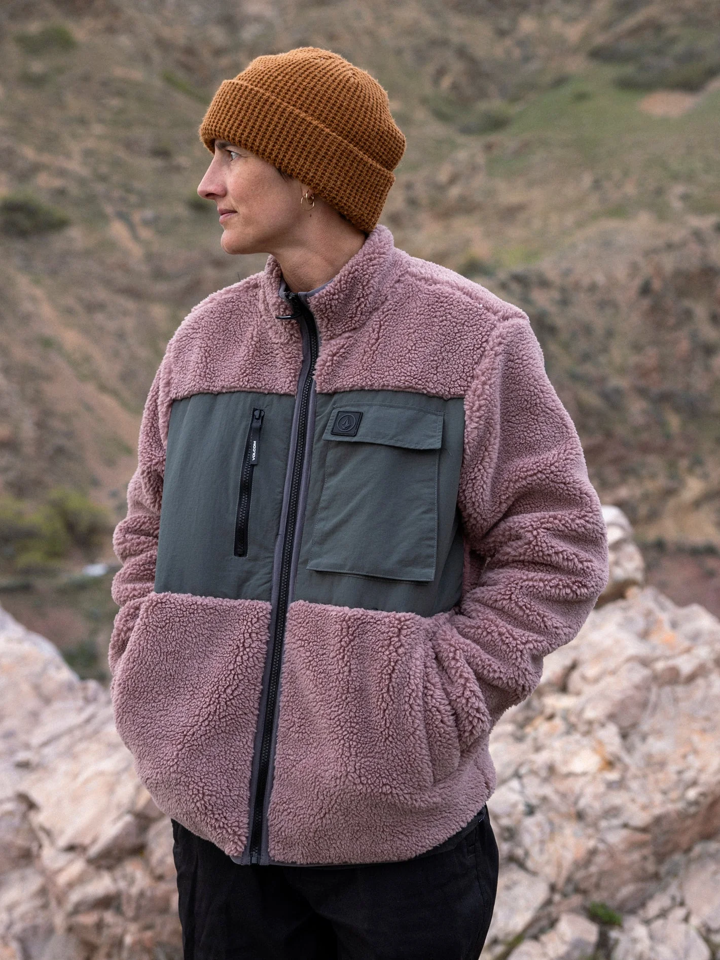 Storm Stone Zip Sherpa Sweatshirt - BORDEAUX BROWN - Image 5