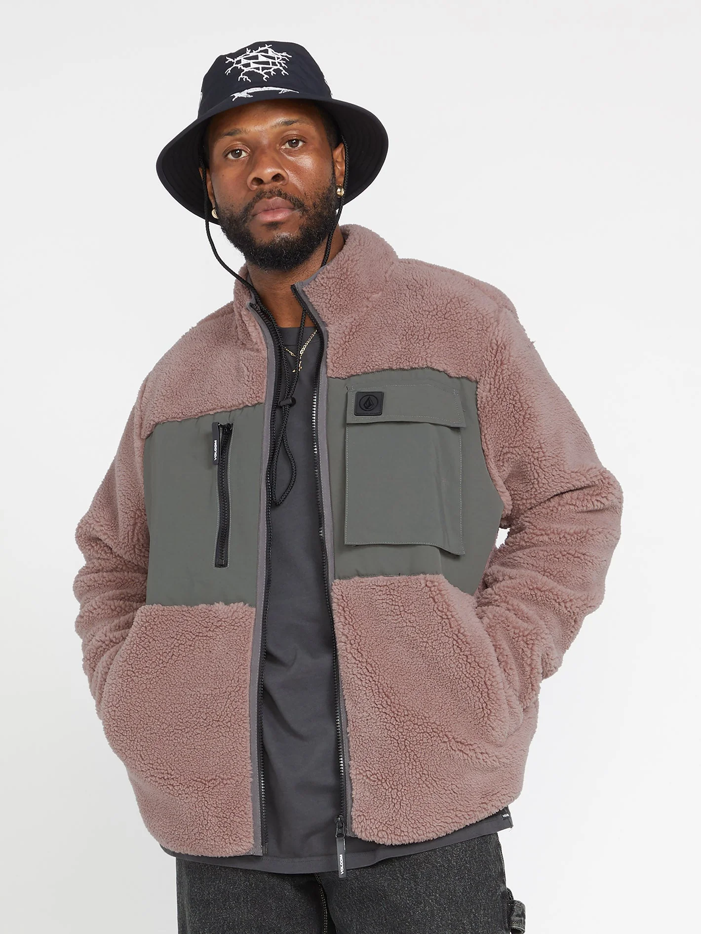 Storm Stone Zip Sherpa Sweatshirt - BORDEAUX BROWN - Image 6