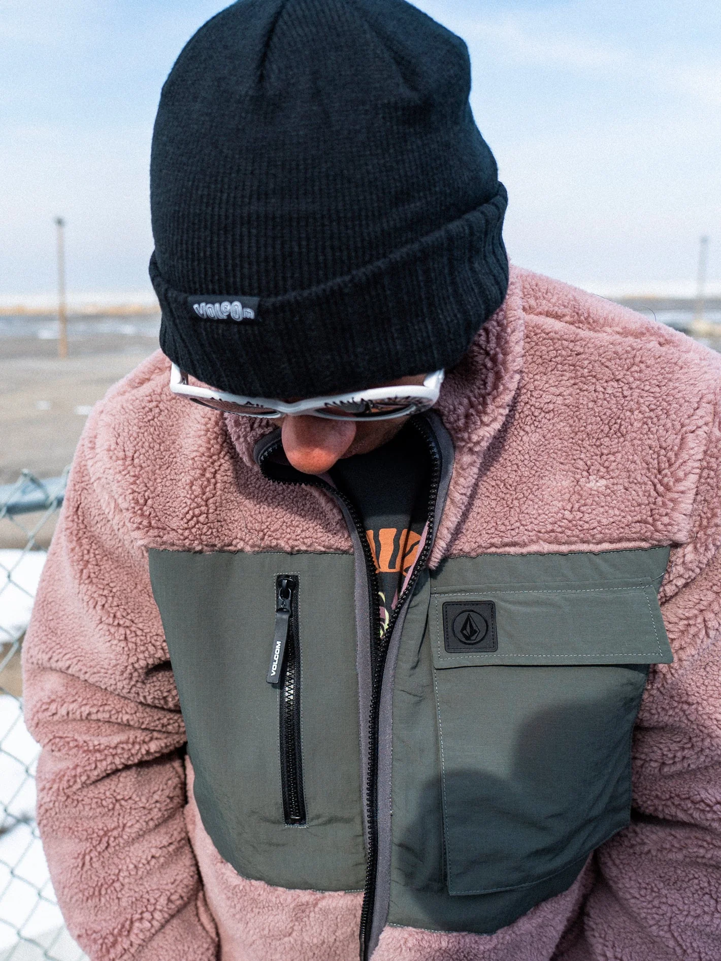 Storm Stone Zip Sherpa Sweatshirt - BORDEAUX BROWN - Image 9