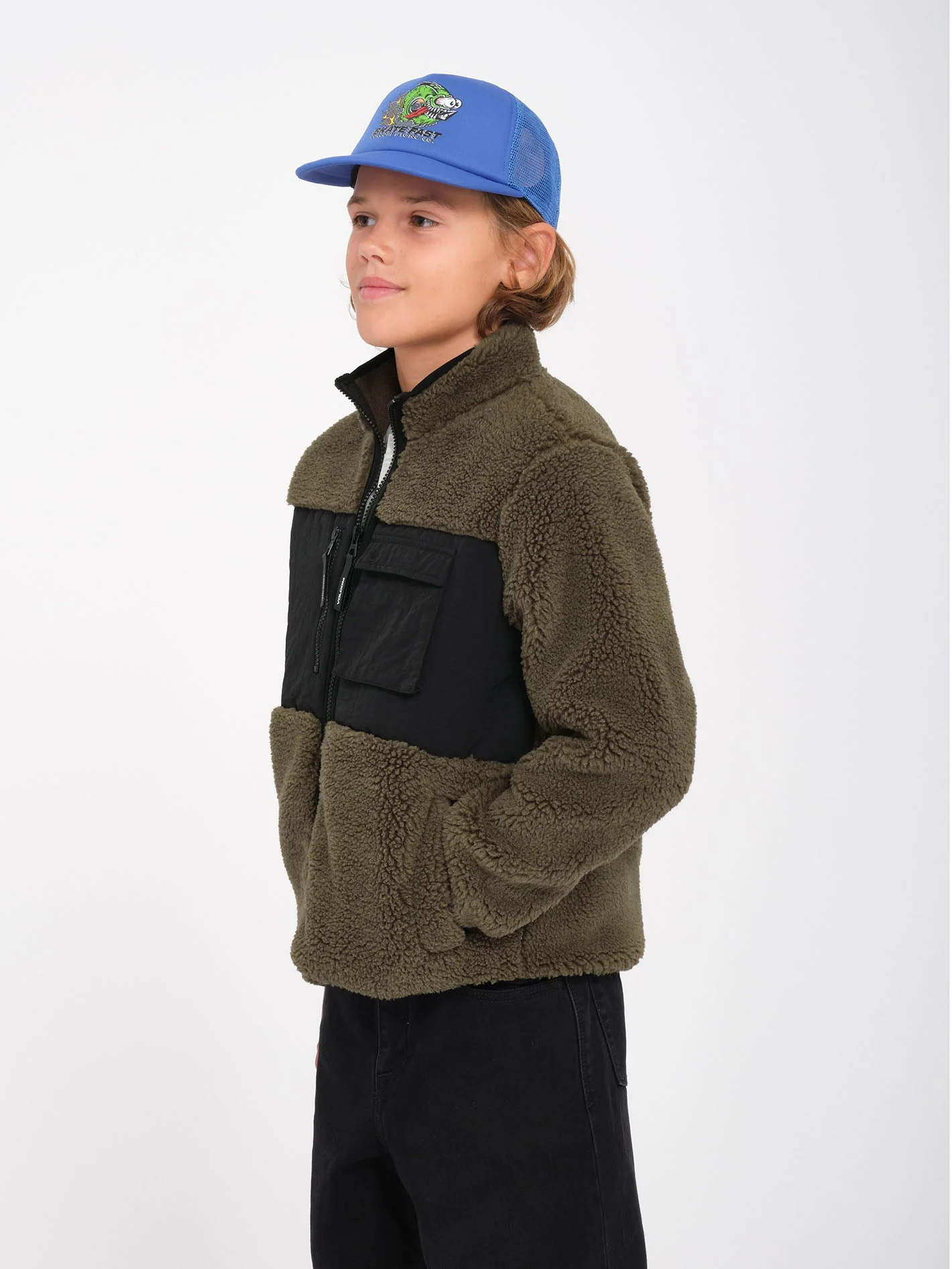 Storm Stone Zip Sherpa Sweatshirt - Wintermoss - (KINDER)
